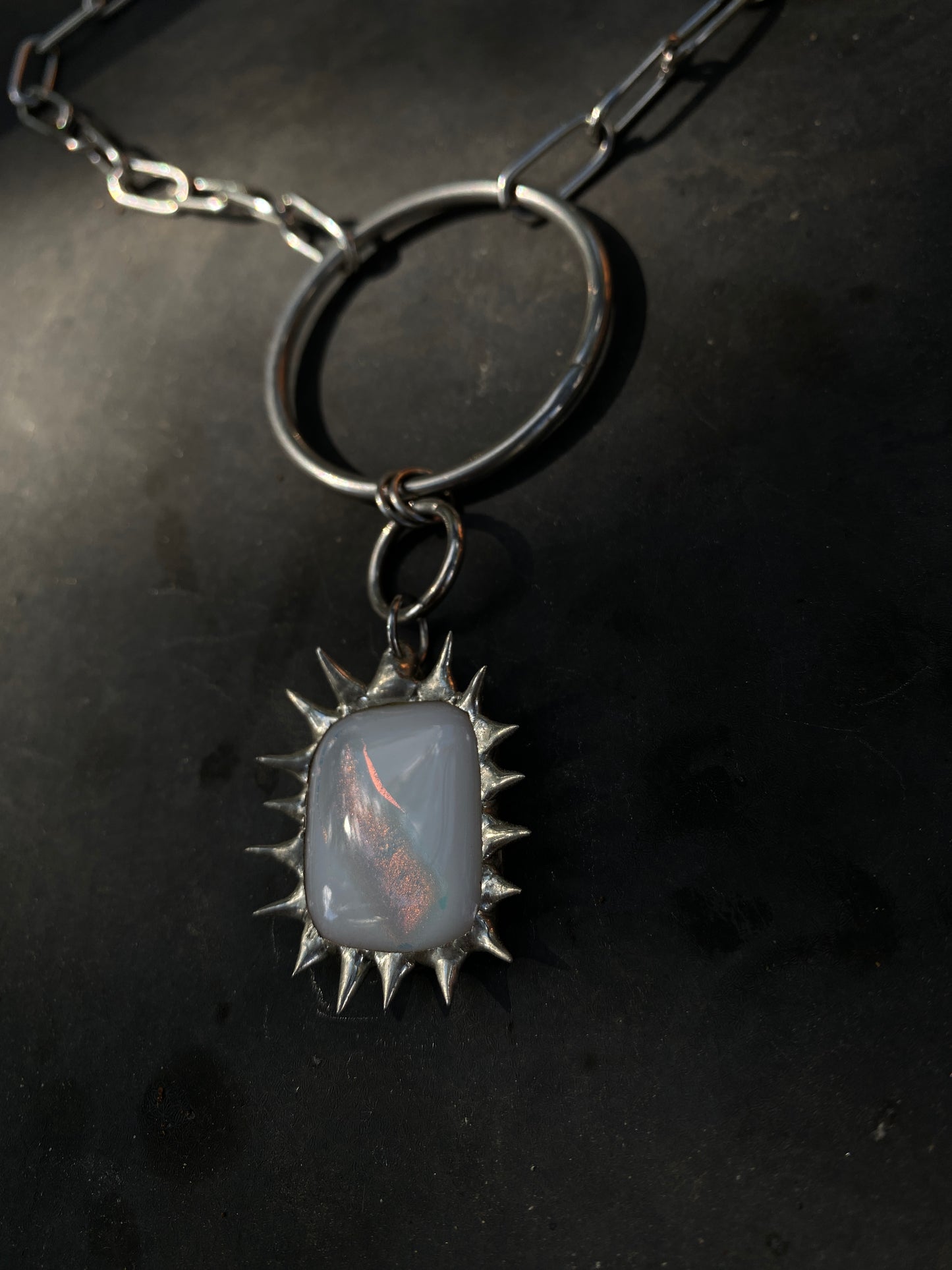 Translucent Portal | Spiky Fused Glass O Ring Necklace