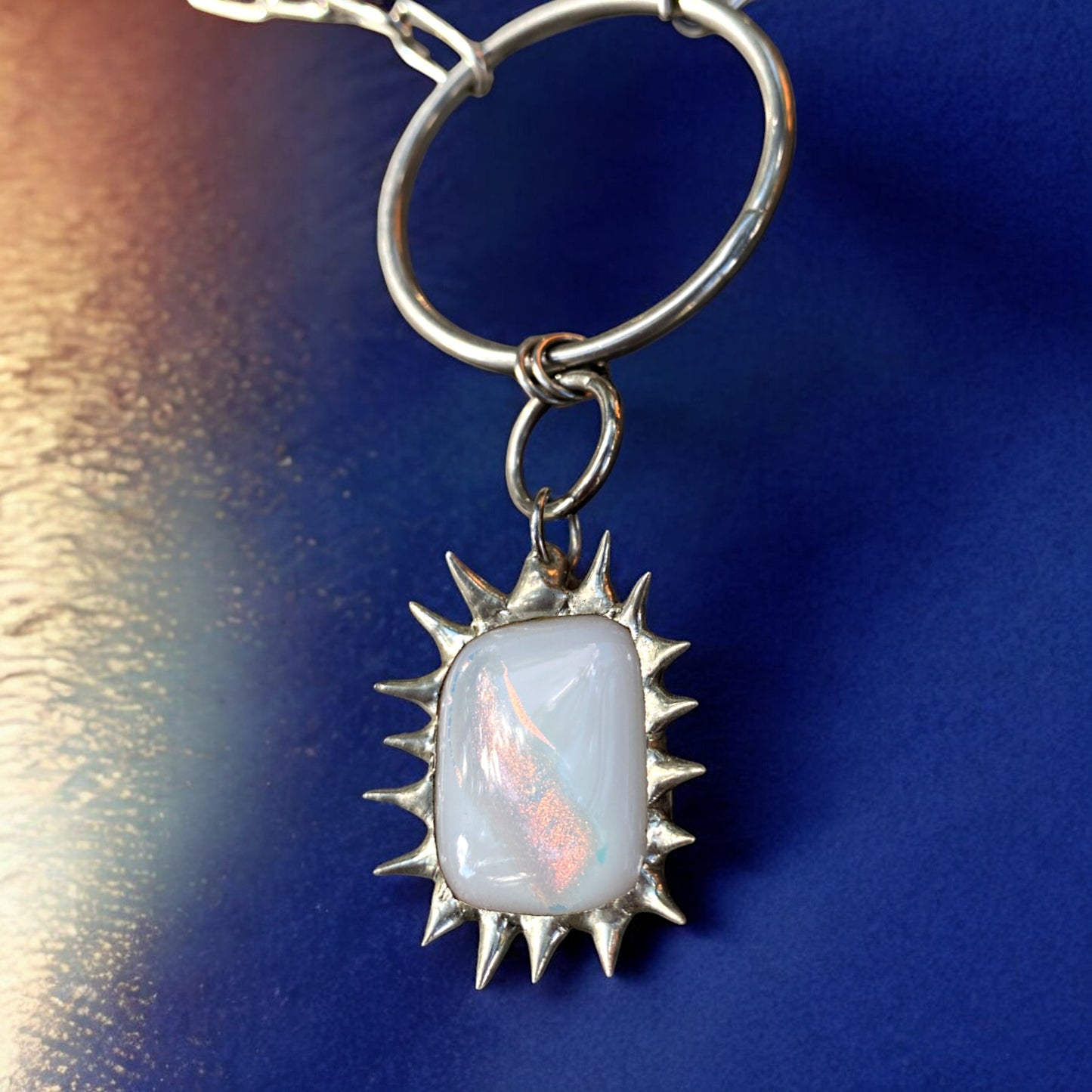 Translucent Portal | Spiky Fused Glass O Ring Necklace