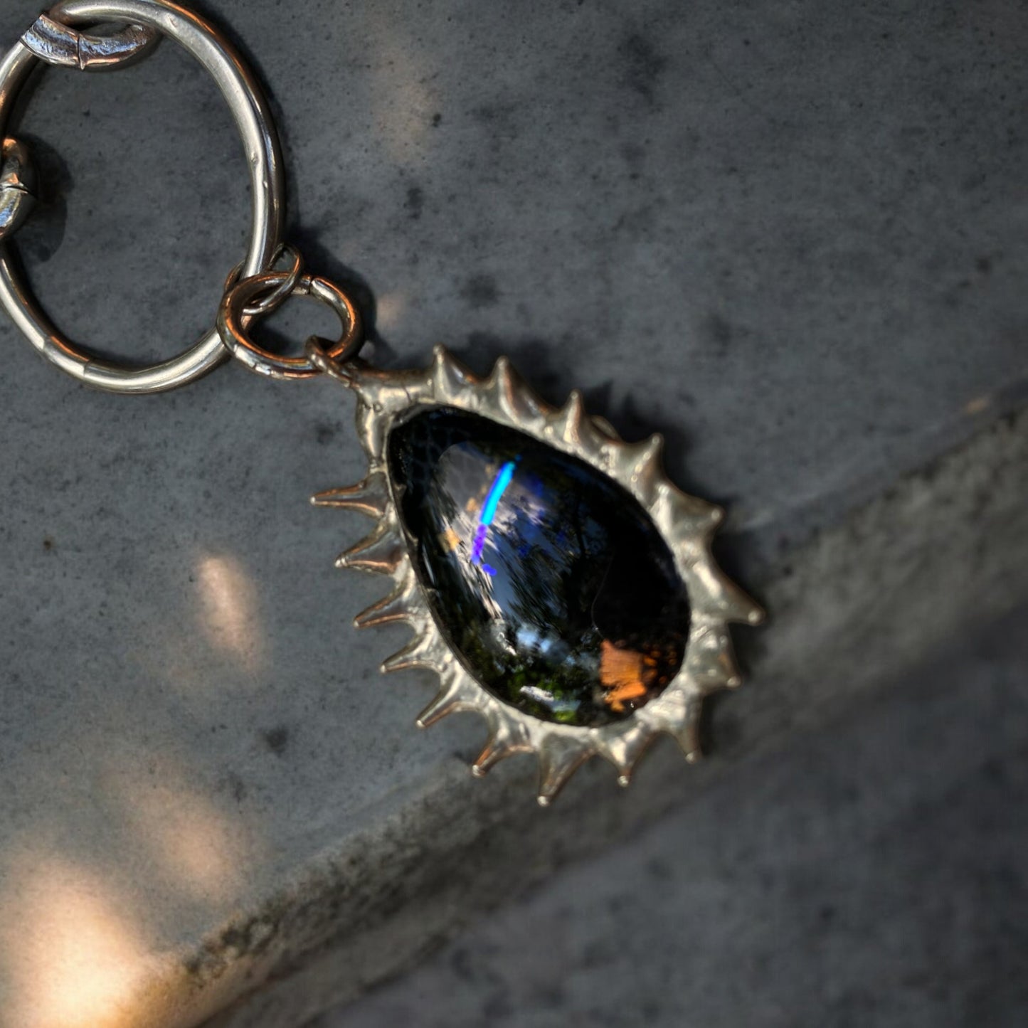 Brutal Tear Creature | Spiky Fused Glass O Ring Necklace