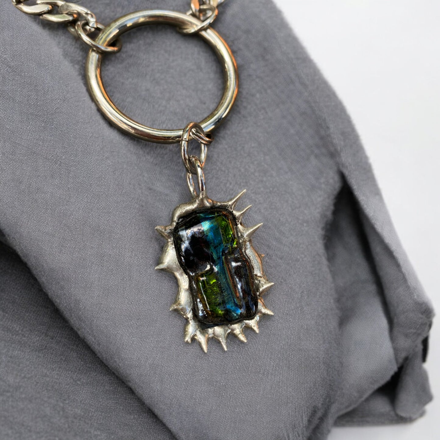 Ruthless Portal | Spiky Fused Glass O Ring Necklace