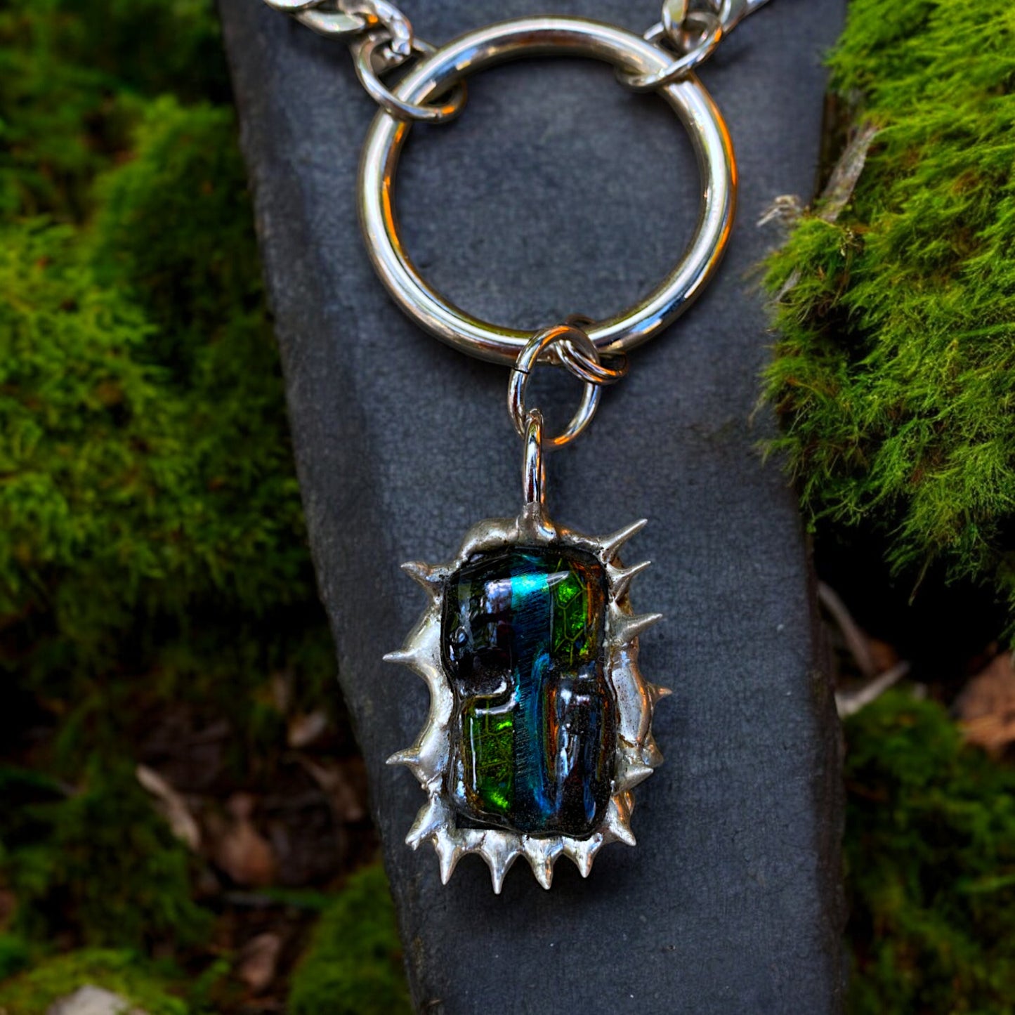 Ruthless Portal | Spiky Fused Glass O Ring Necklace