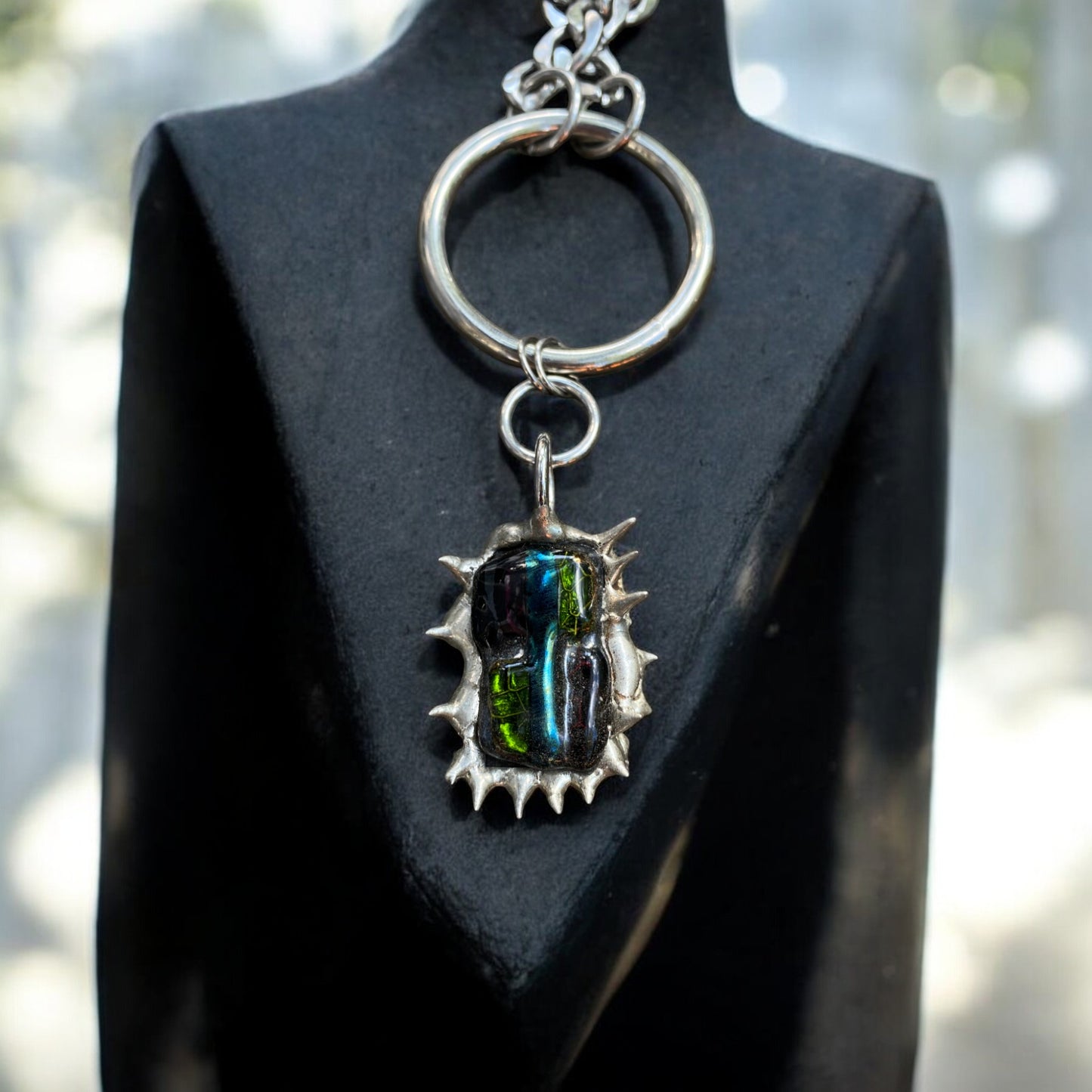 Ruthless Portal | Spiky Fused Glass O Ring Necklace