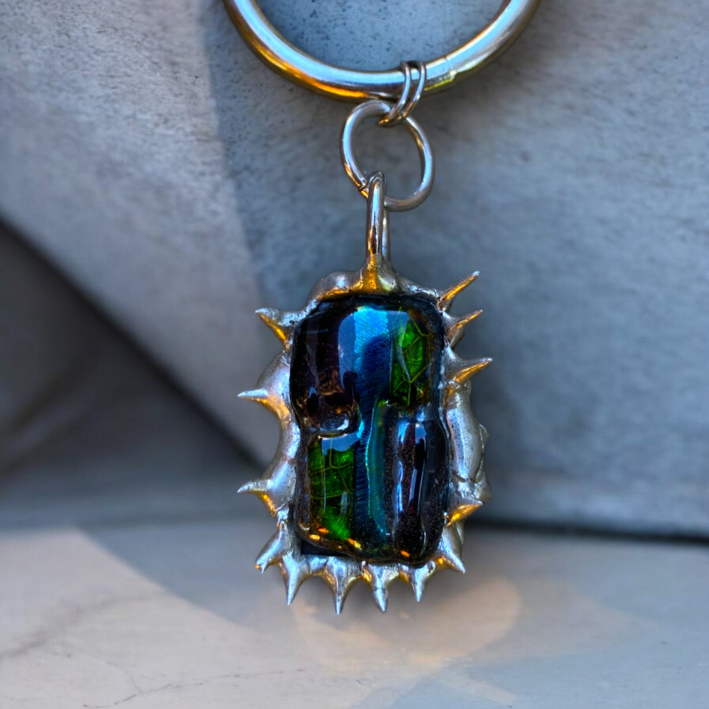 Ruthless Portal | Spiky Fused Glass O Ring Necklace