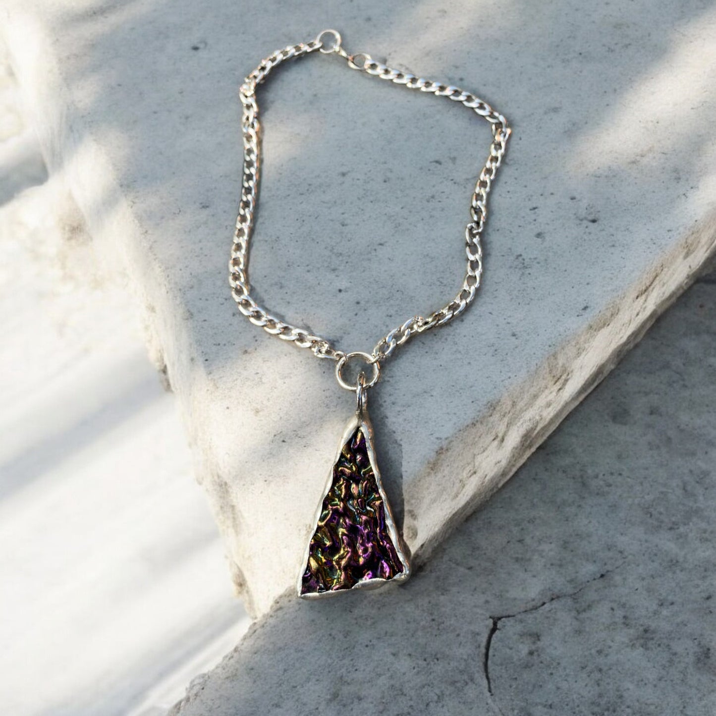 Blood Shard | Stained Glass Dichroic Necklace