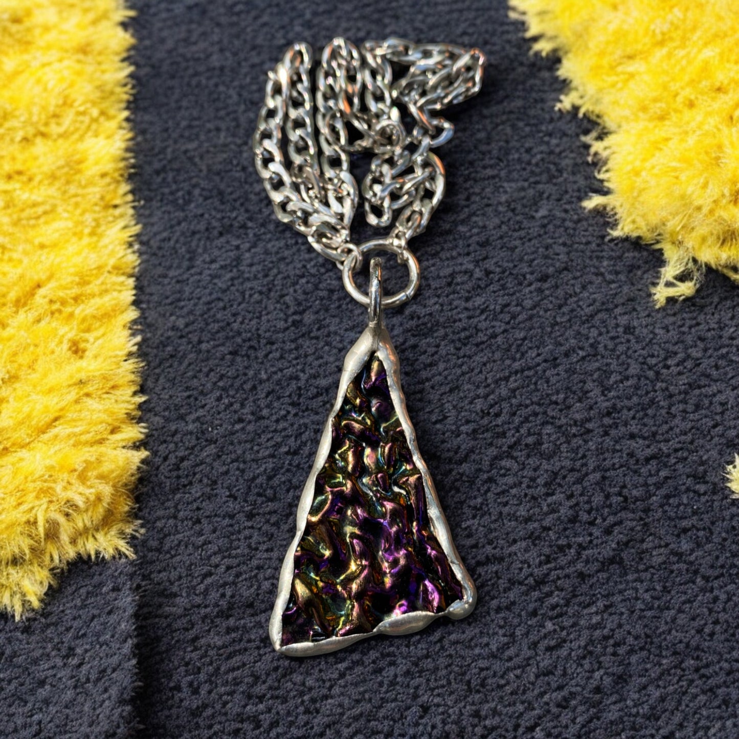 Blood Shard | Stained Glass Dichroic Necklace