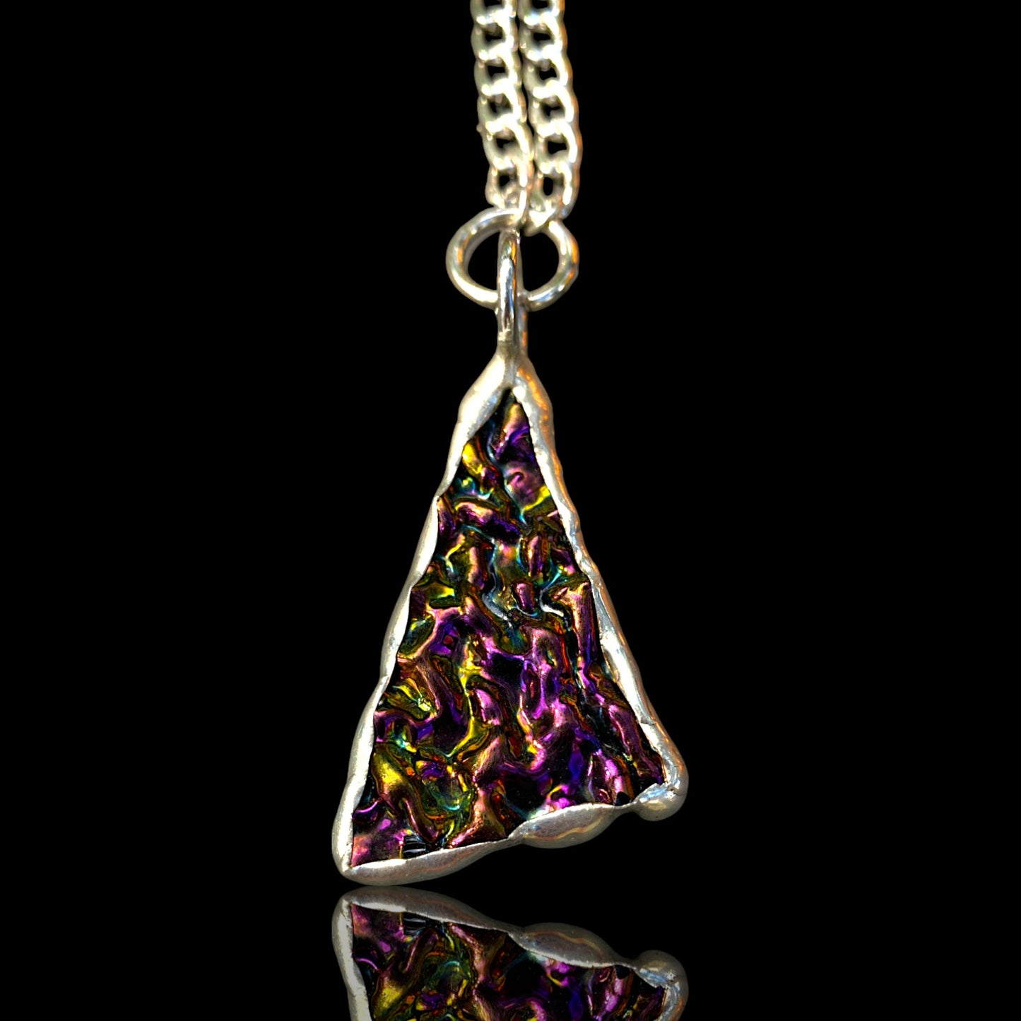 Blood Shard | Stained Glass Dichroic Necklace