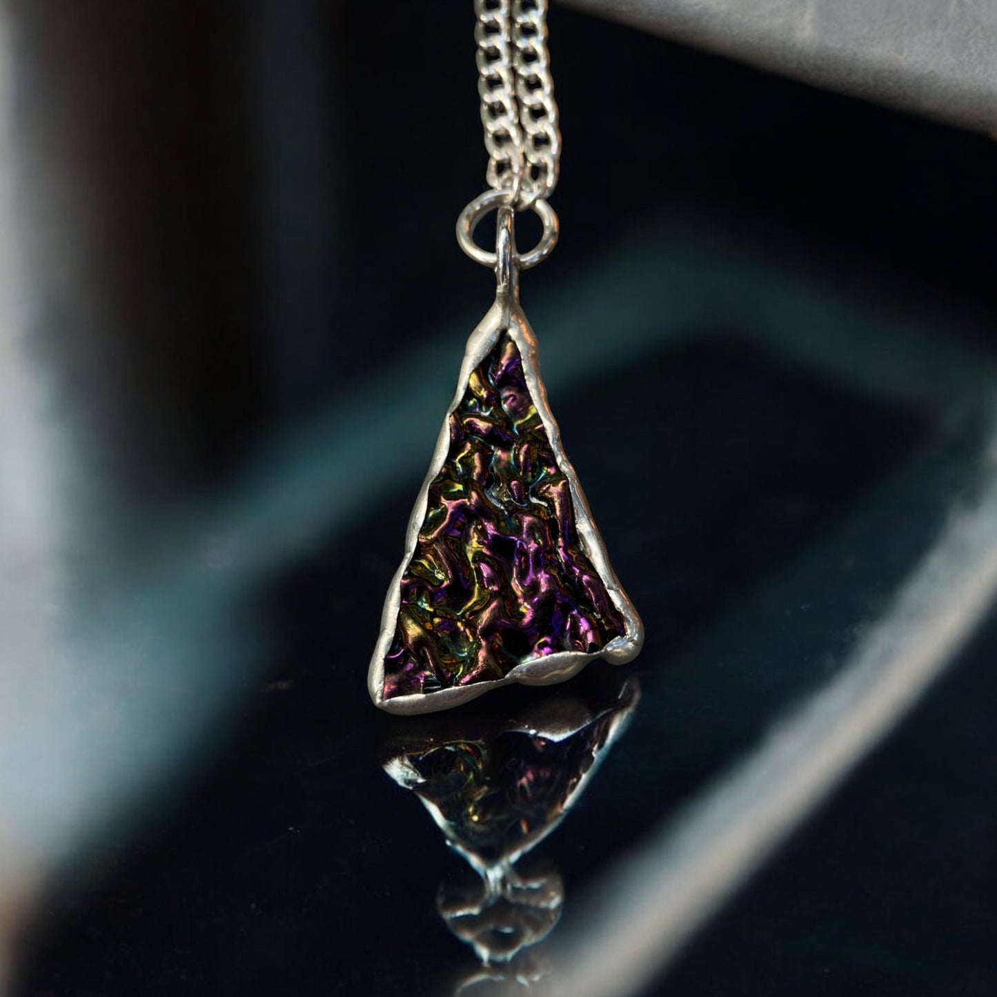 Blood Shard | Stained Glass Dichroic Necklace