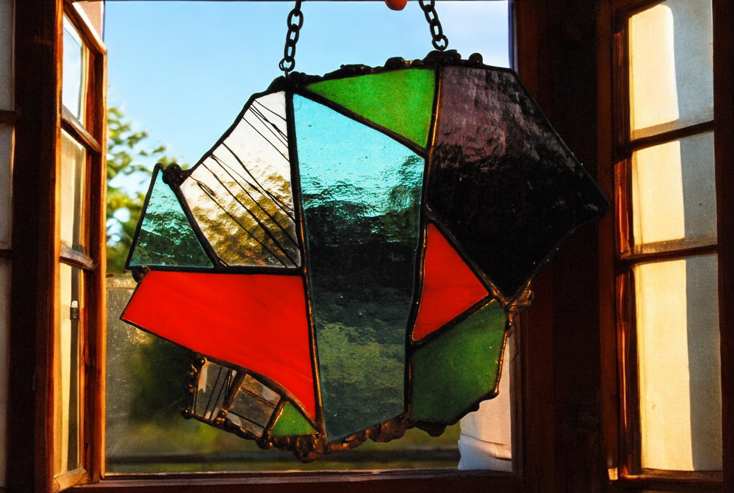 Shadow Heart Stained Glass Window Hanging