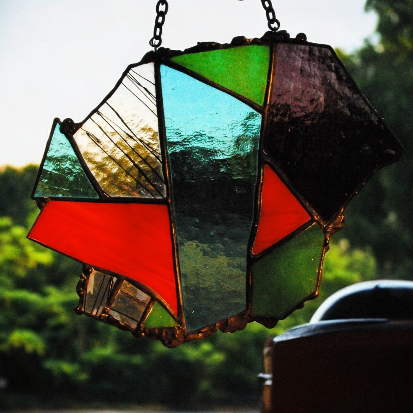 Shadow Heart Stained Glass Window Hanging