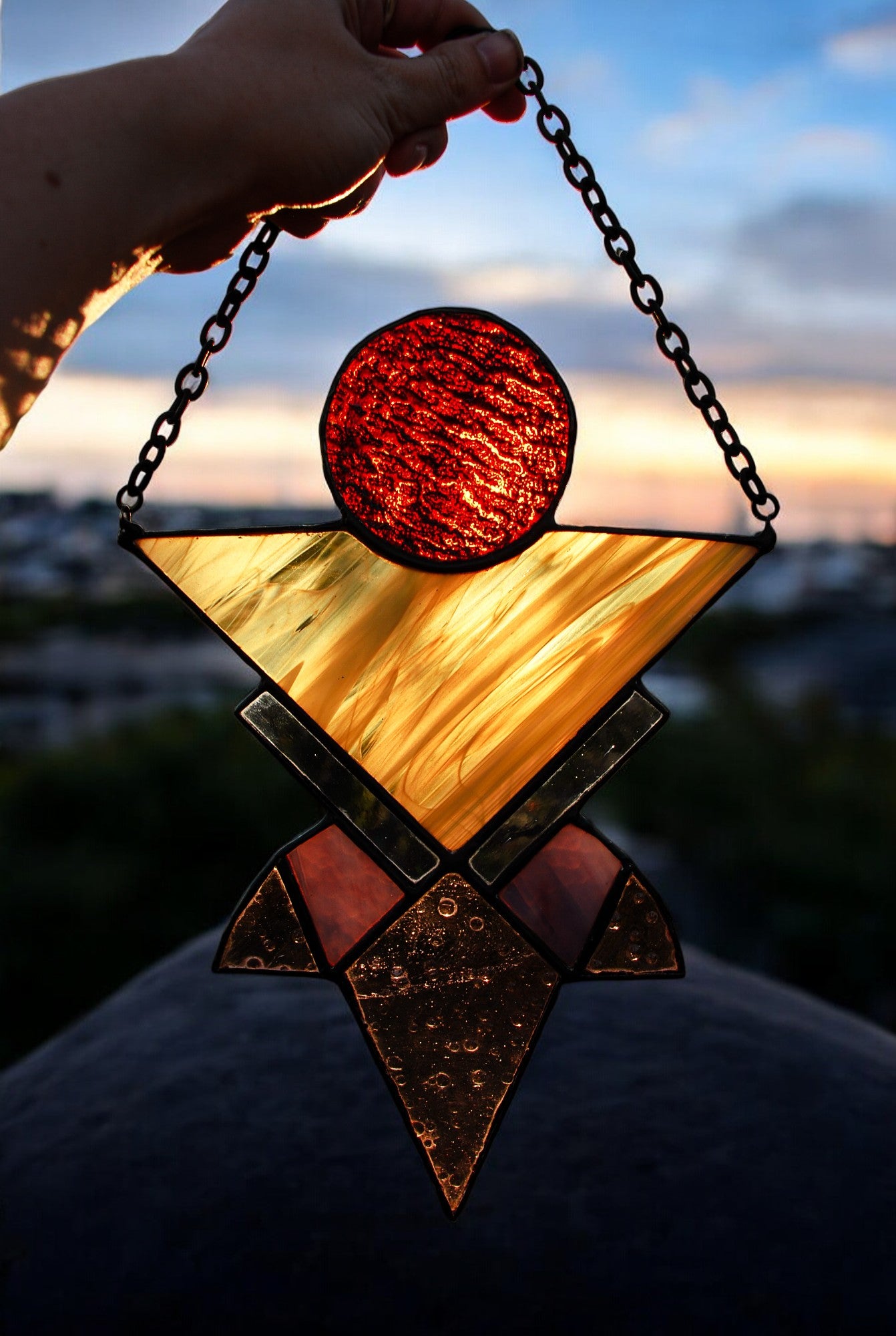 Pale Love Totem Stained Glass Window Hanging