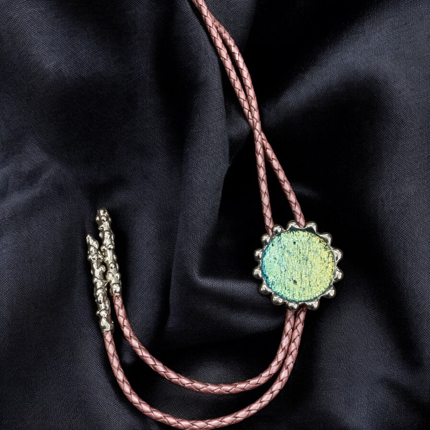 Moss Dream Fused Glass Bolo Tie