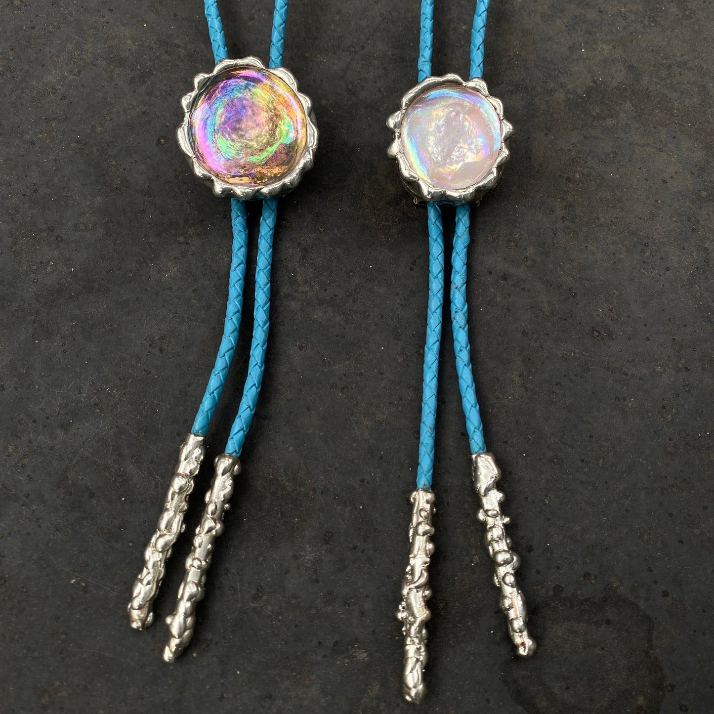 Cloud Vortex Stained Glass Bolo Tie