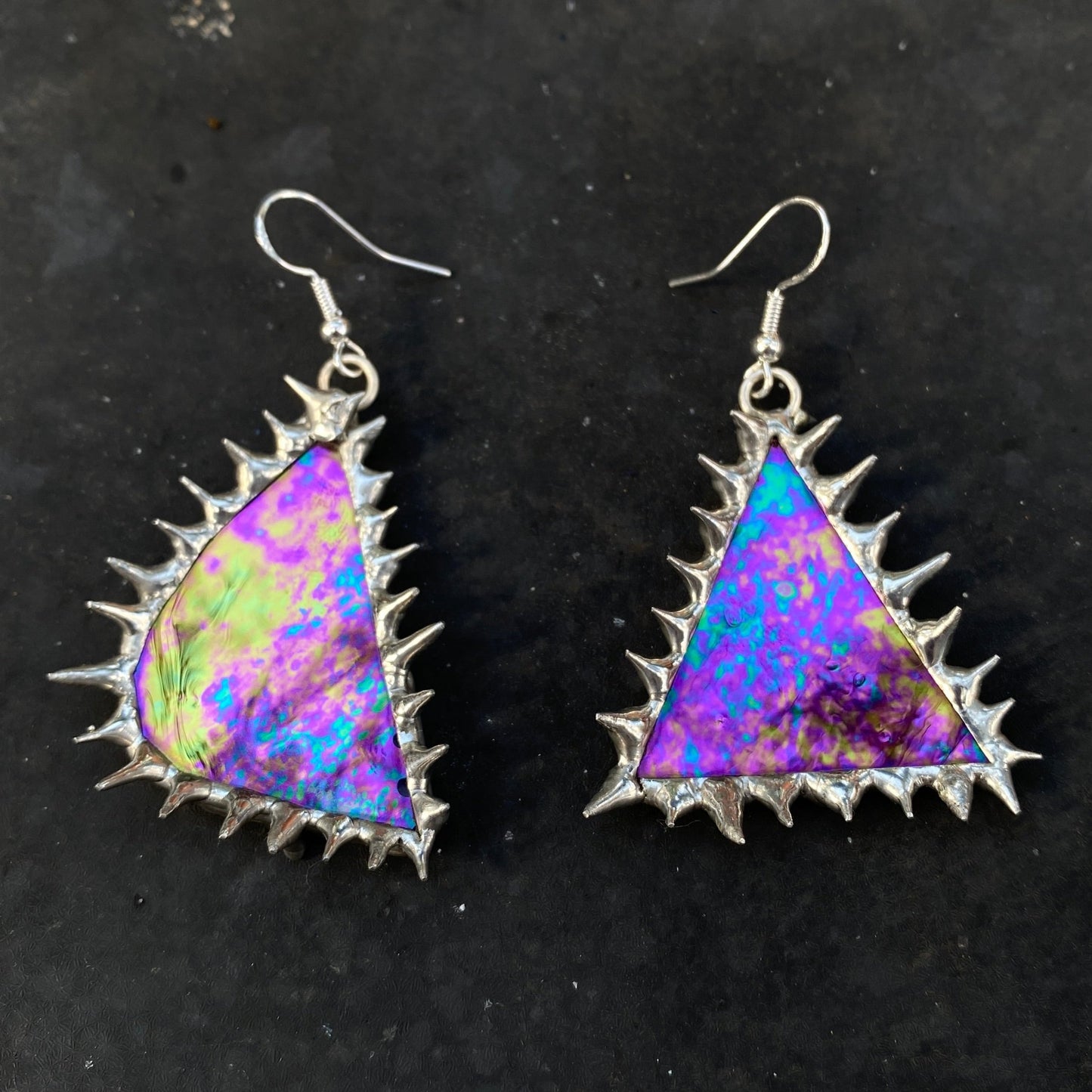 'COBALT CELESTRIA' spiked earrings | stained glass earrings