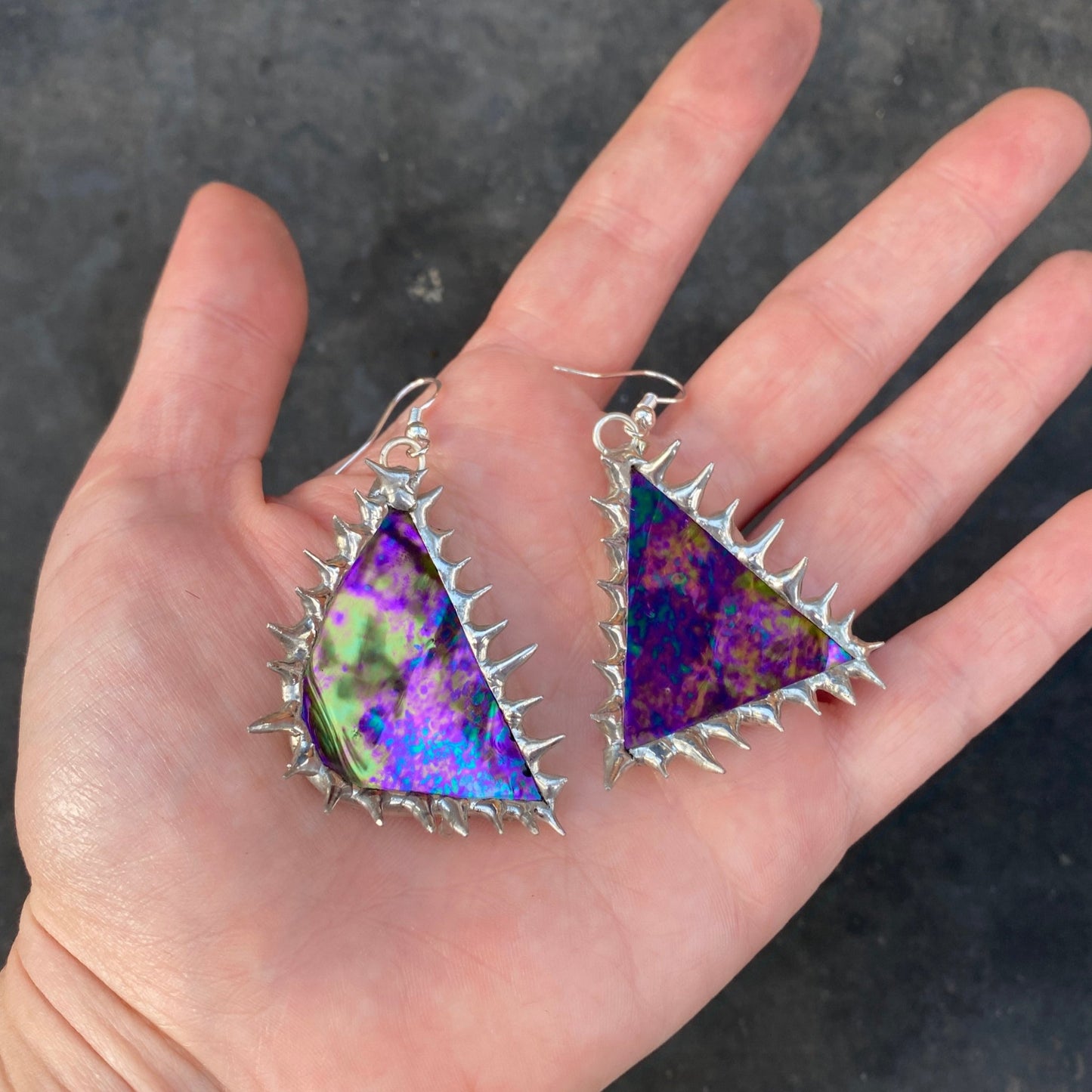 'COBALT CELESTRIA' spiked earrings | stained glass earrings