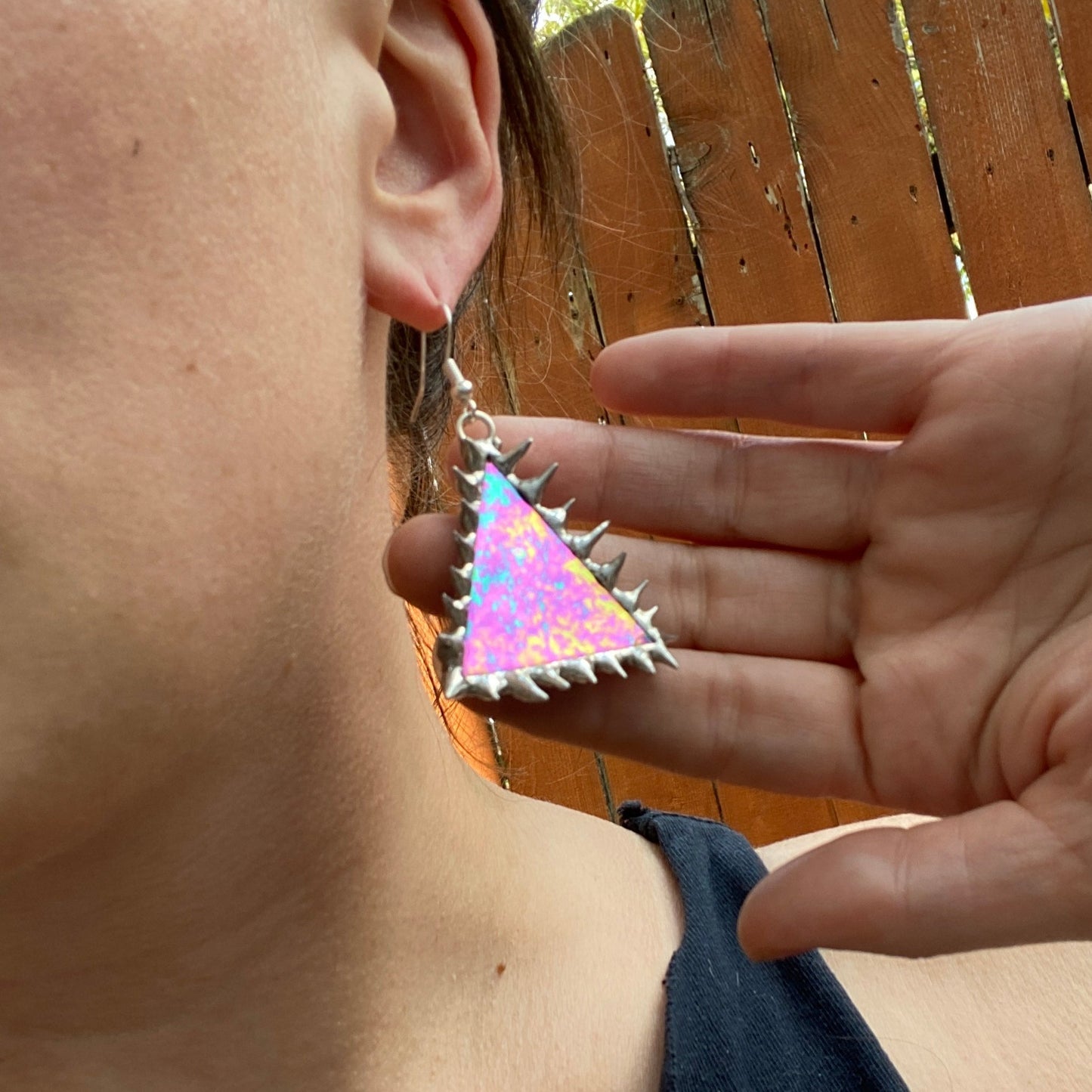 'COBALT CELESTRIA' spiked earrings | stained glass earrings