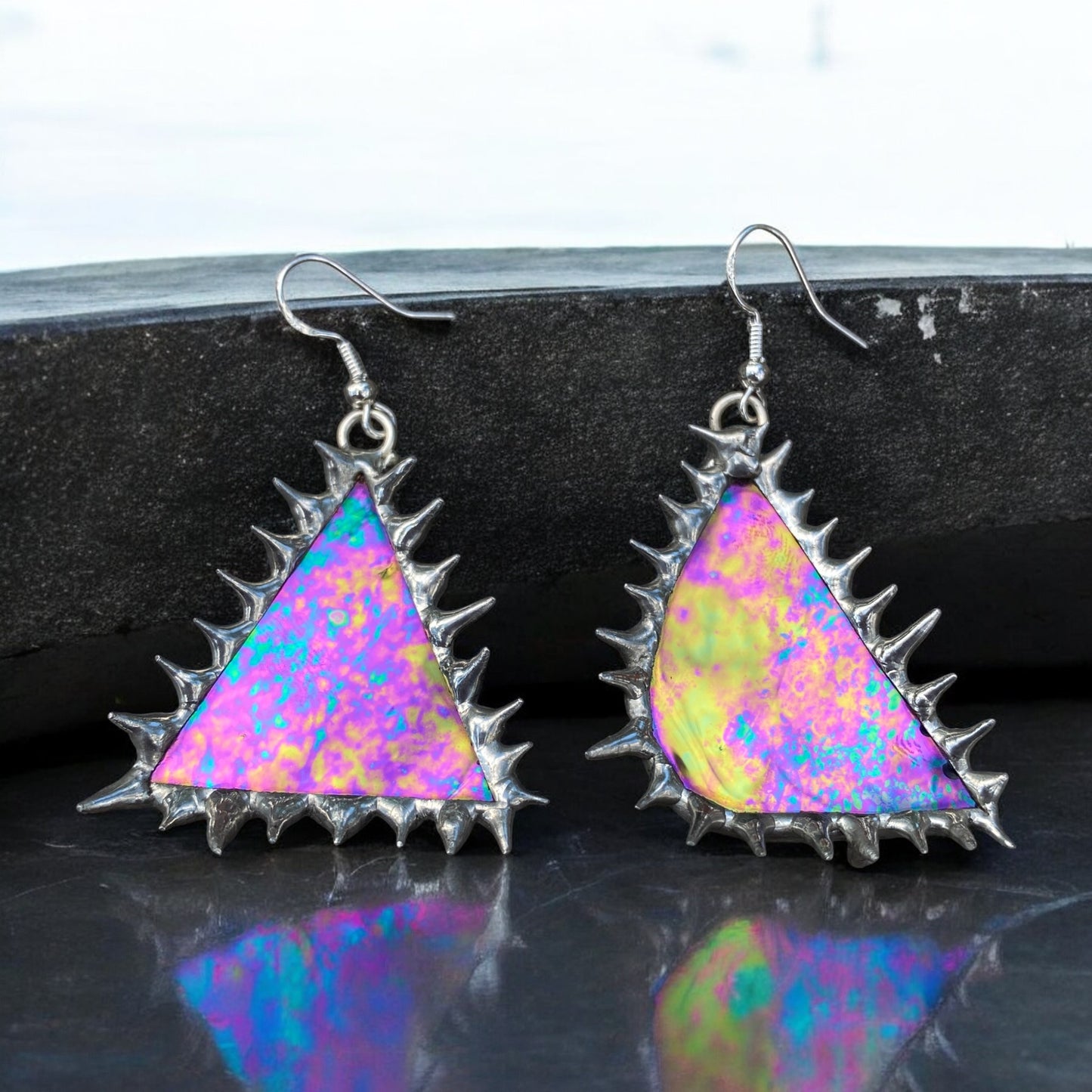 'COBALT CELESTRIA' spiked earrings | stained glass earrings