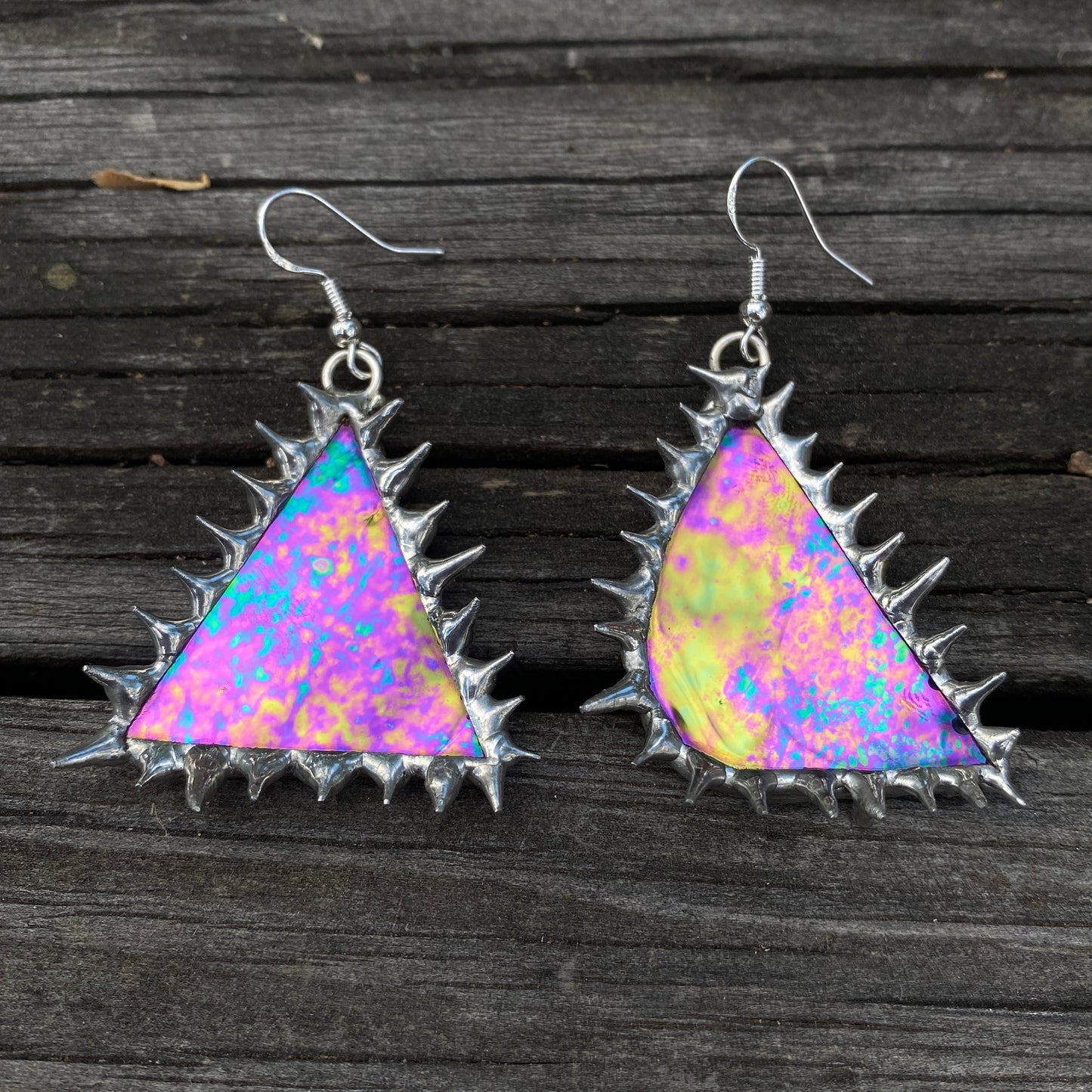 'COBALT CELESTRIA' spiked earrings | stained glass earrings