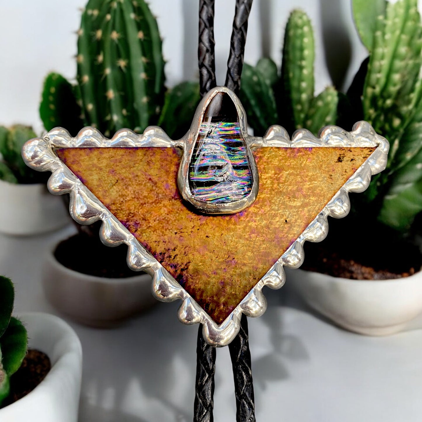 Sun Dappled Stained Glass Bolo Tie