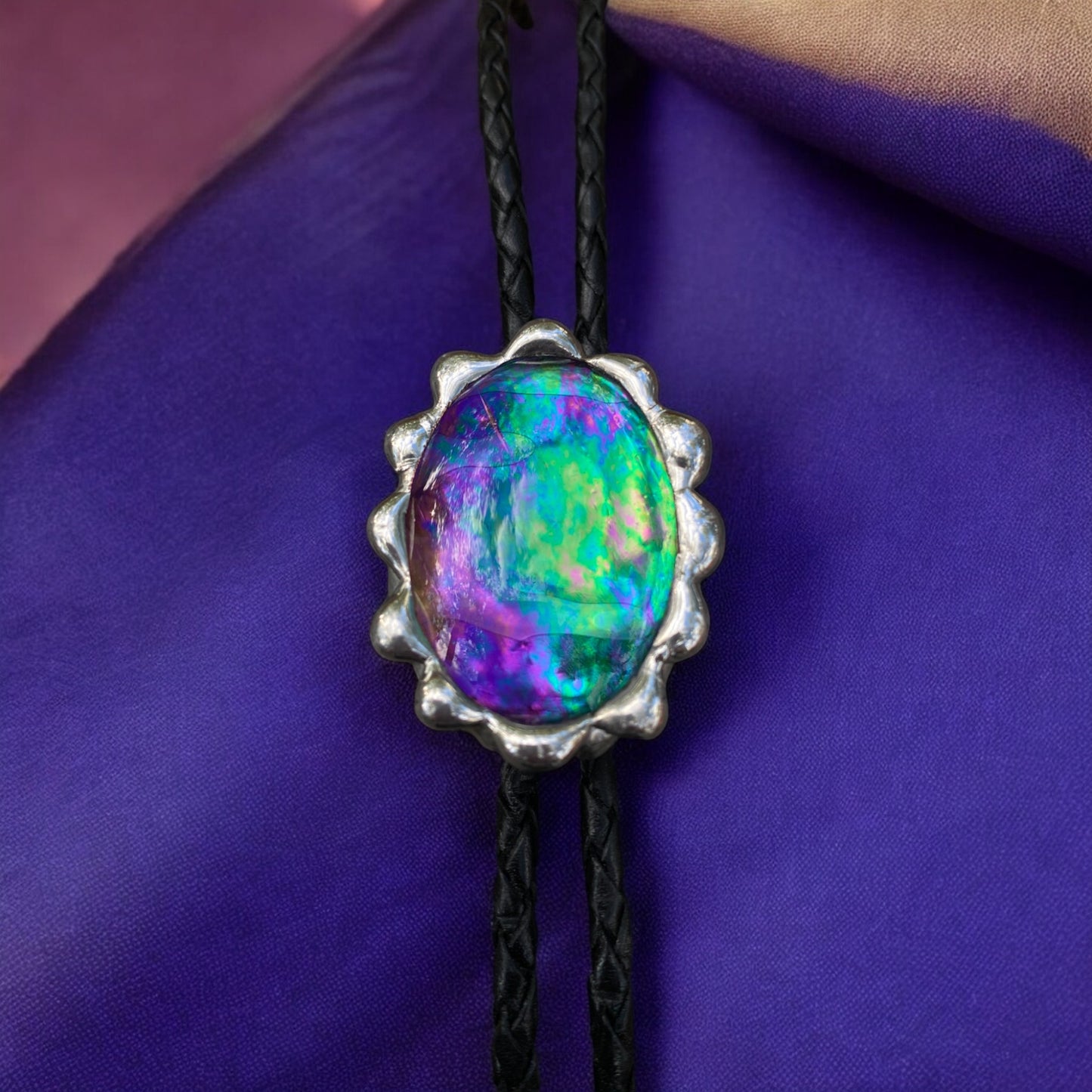 Celestial Orb Stained Glass Bolo Tie