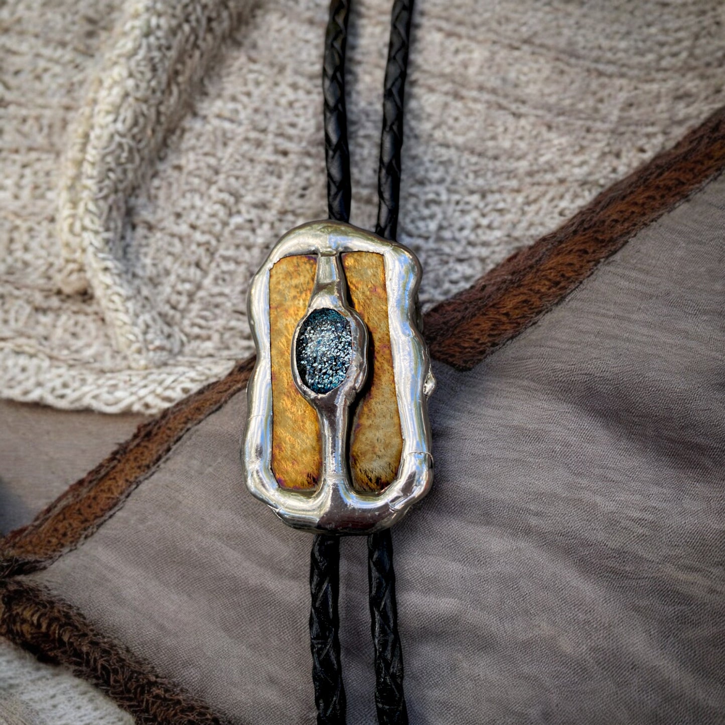 Aureate Glimmer Stained Glass Bolo Tie