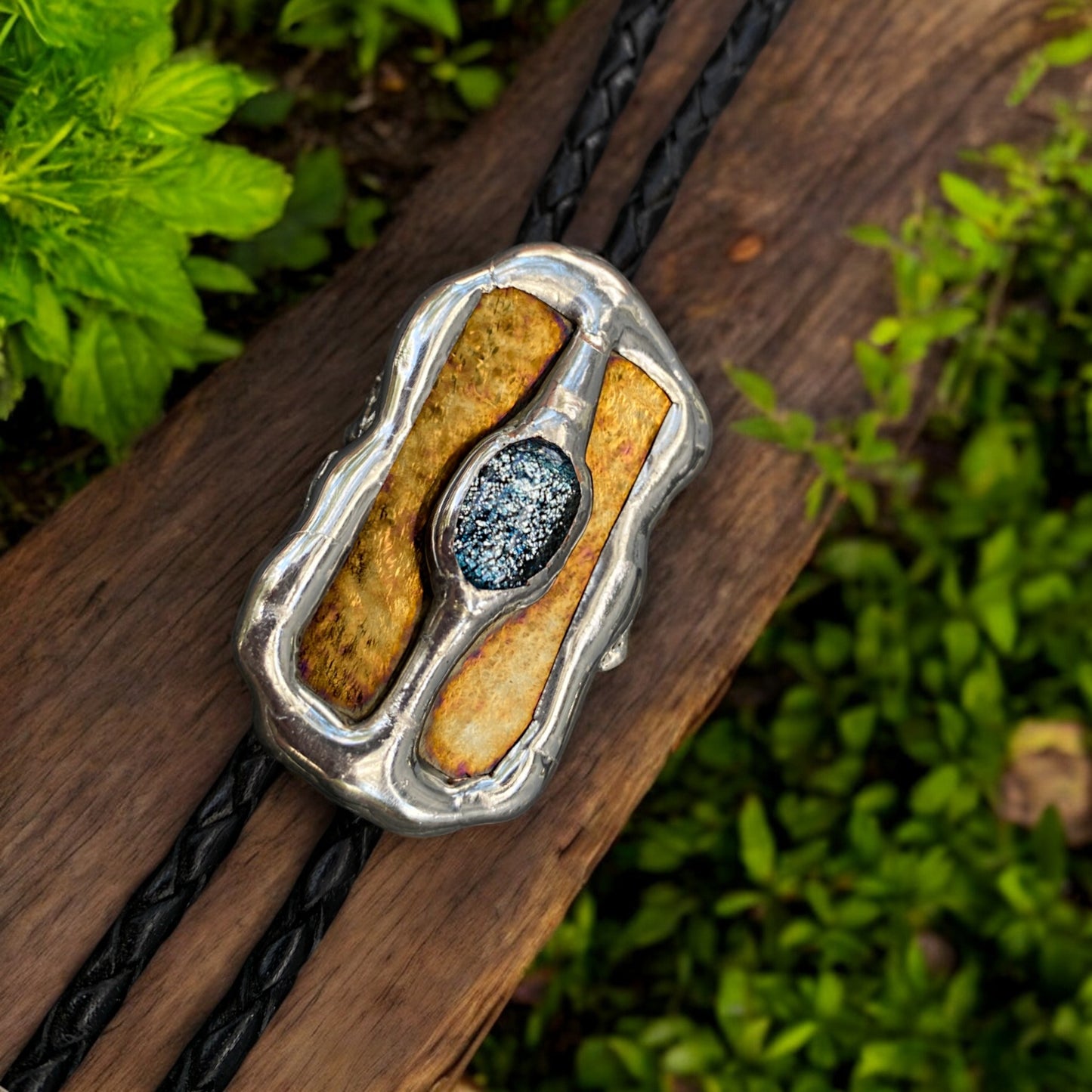 Aureate Glimmer Stained Glass Bolo Tie