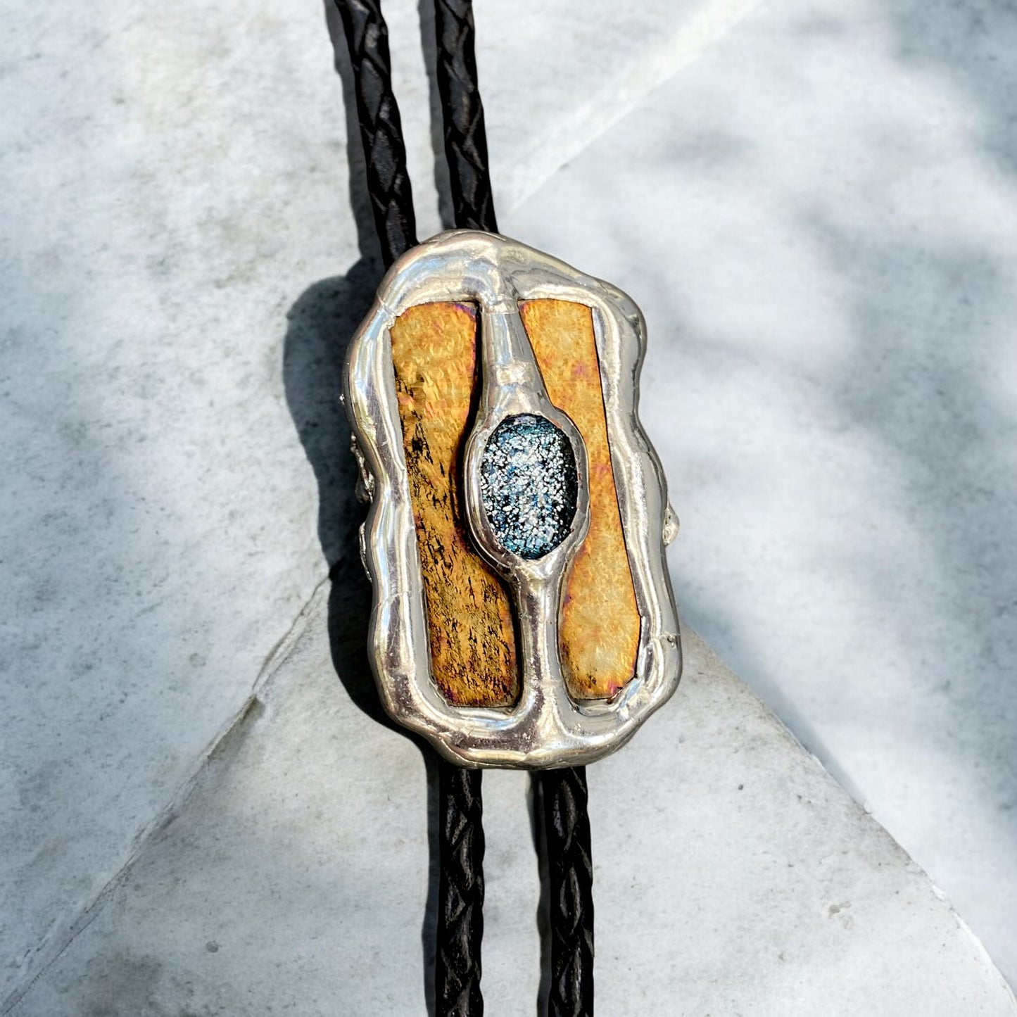 Aureate Glimmer Stained Glass Bolo Tie