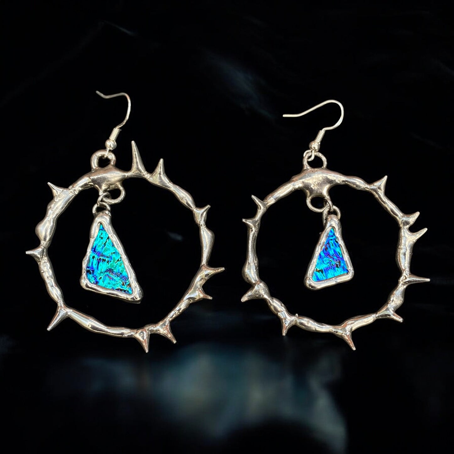 'ABYSSAL SHARDS' spiked hoops | stained glass earrings from the BARBED HALO collection