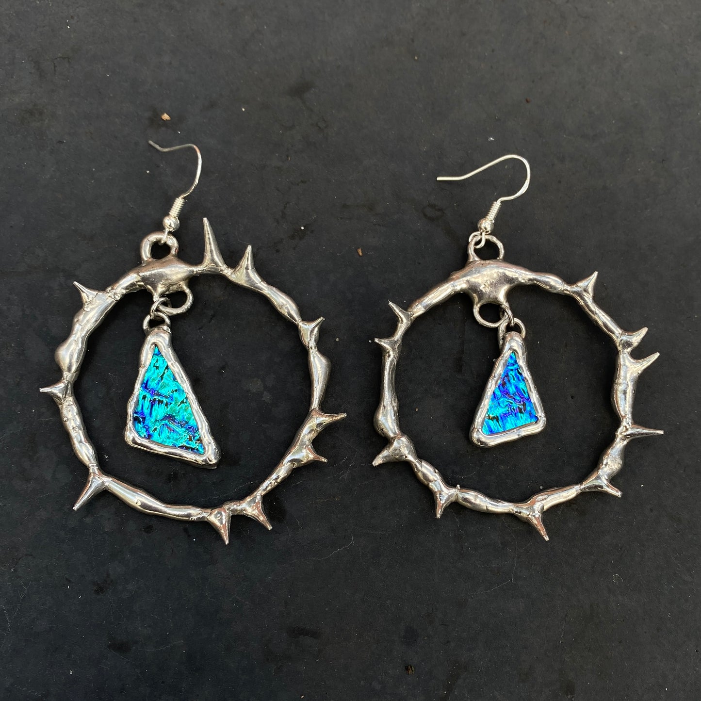 'ABYSSAL SHARDS' spiked hoops | stained glass earrings from the BARBED HALO collection