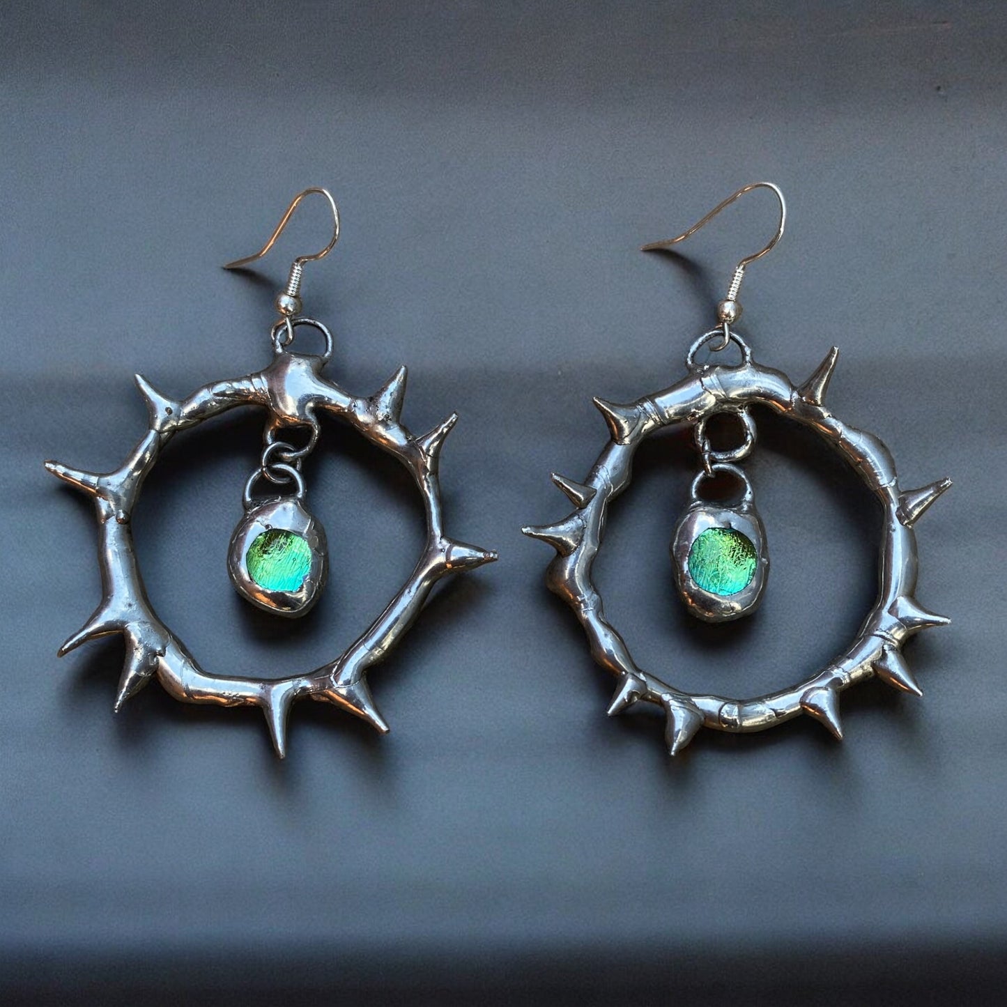 'WAVESONG' spiked hoops | fused glass earrings from the BARBED HALO collection