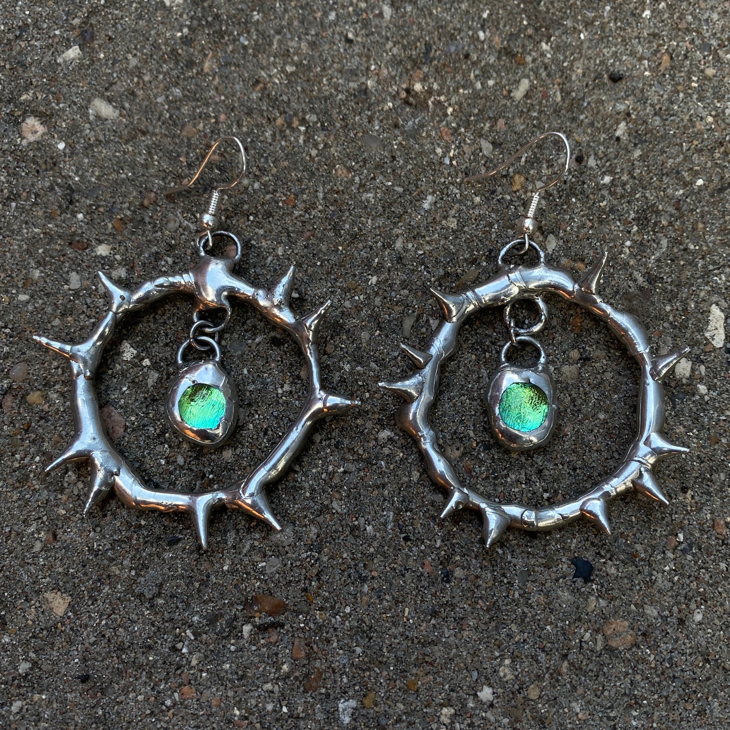 'WAVESONG' spiked hoops | fused glass earrings from the BARBED HALO collection