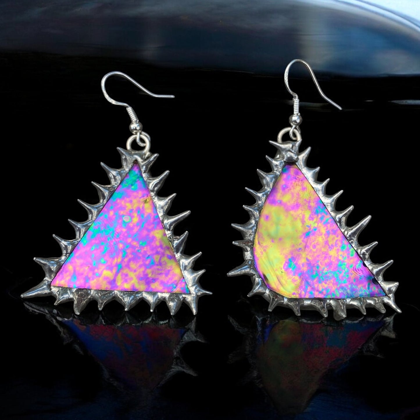 'COBALT CELESTRIA' spiked earrings | stained glass earrings