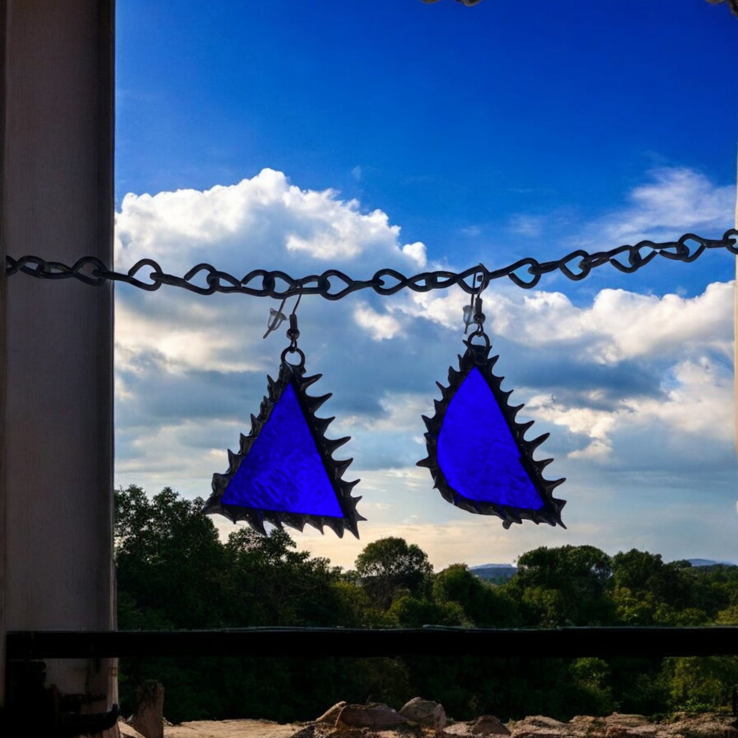 'COBALT CELESTRIA' spiked earrings | stained glass earrings