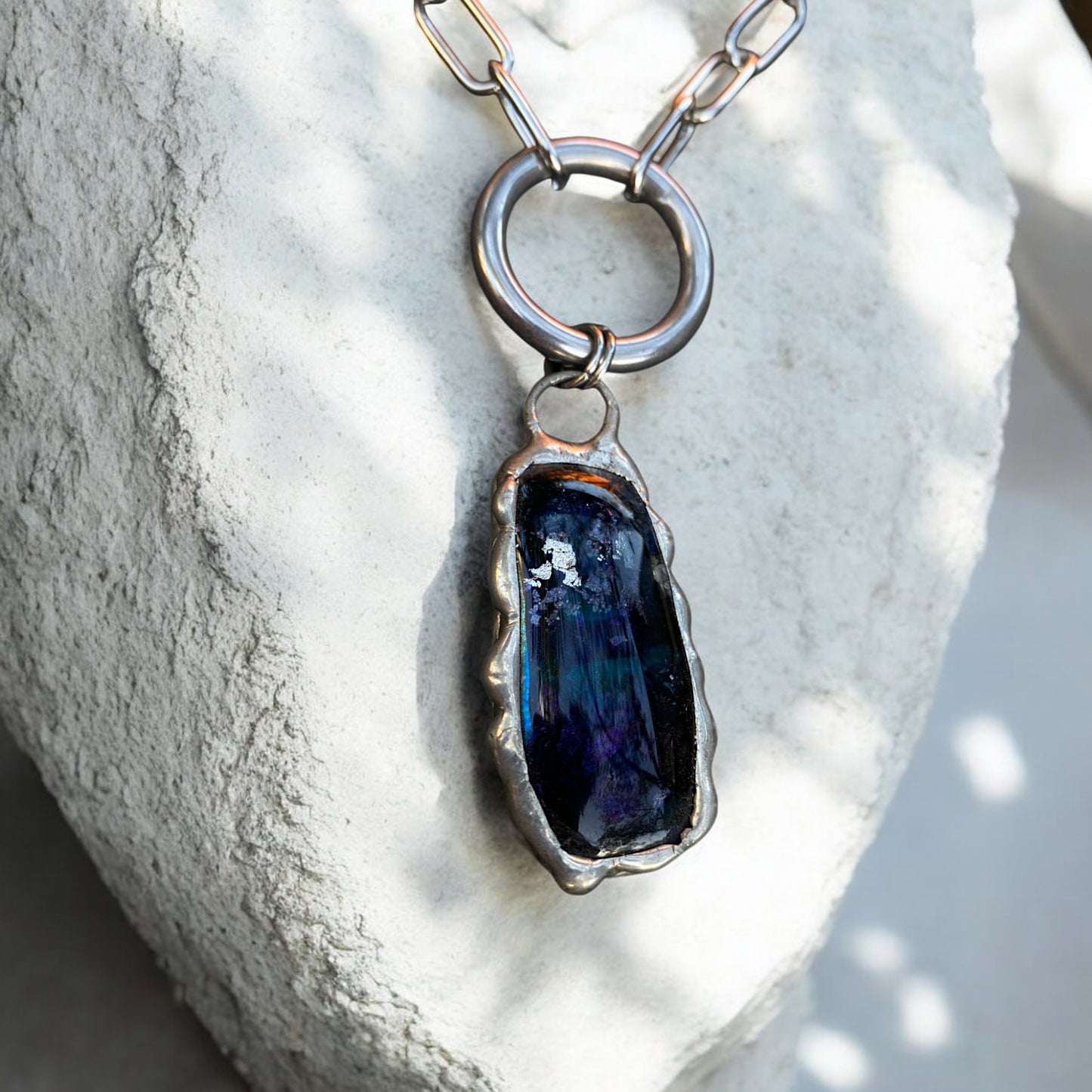 Aquarius Pendant | Fused Glass O Ring Necklace