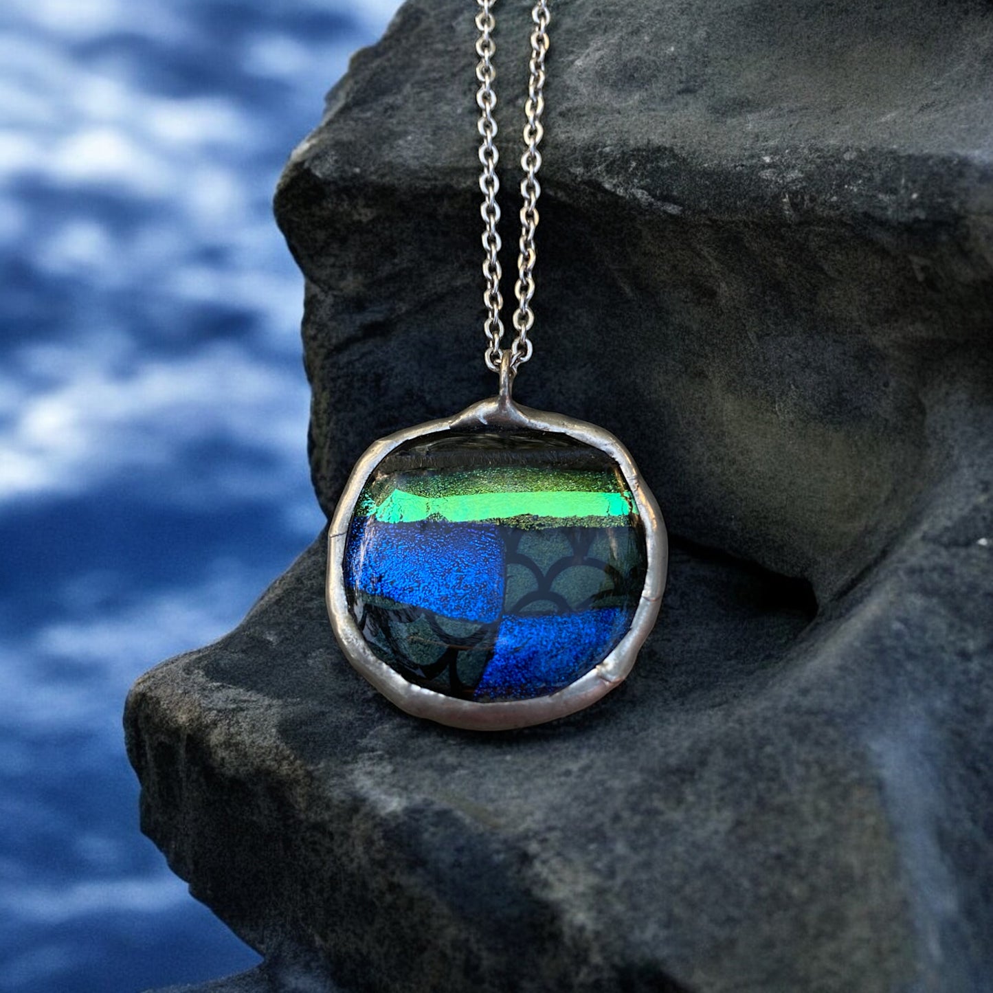 Mermaid Portal | Fused Glass Dichroic Pendant