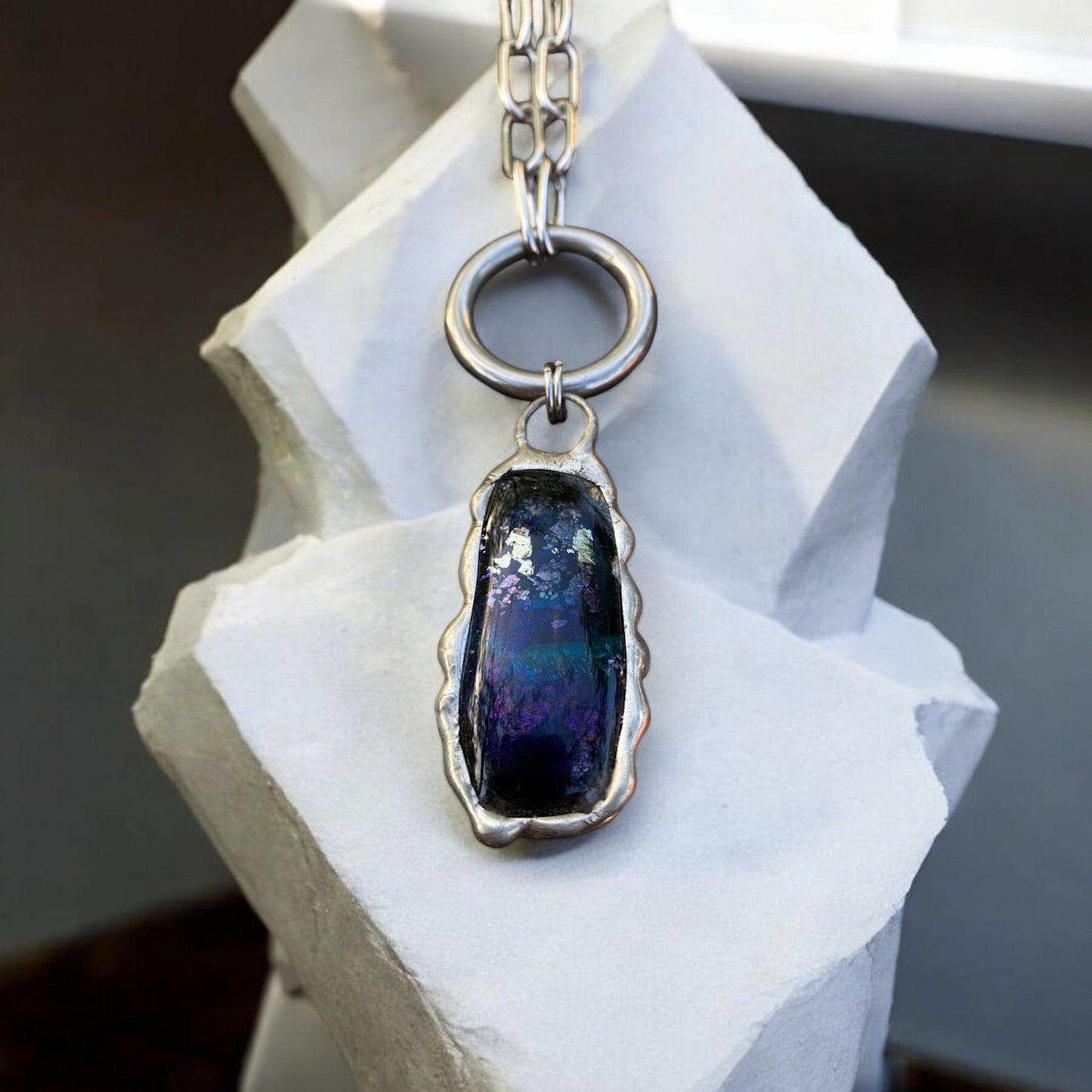 Aquarius Pendant | Fused Glass O Ring Necklace