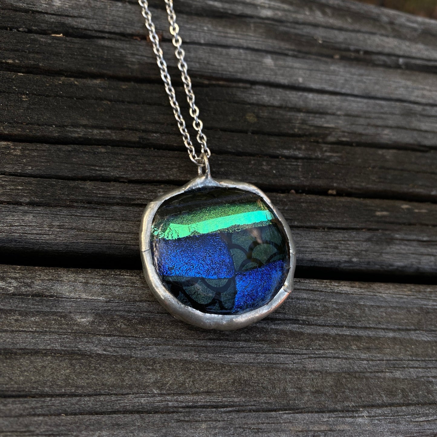 Mermaid Portal | Fused Glass Dichroic Pendant