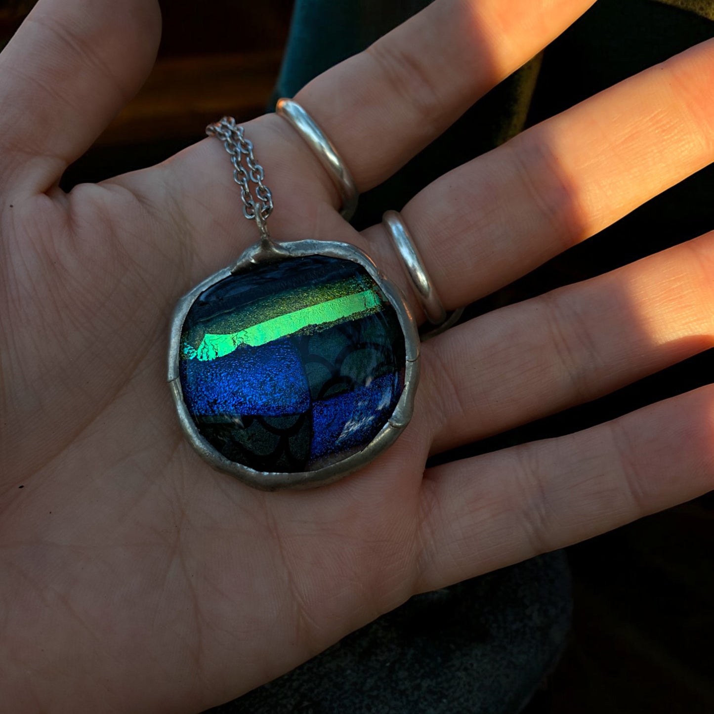 Mermaid Portal | Fused Glass Dichroic Pendant