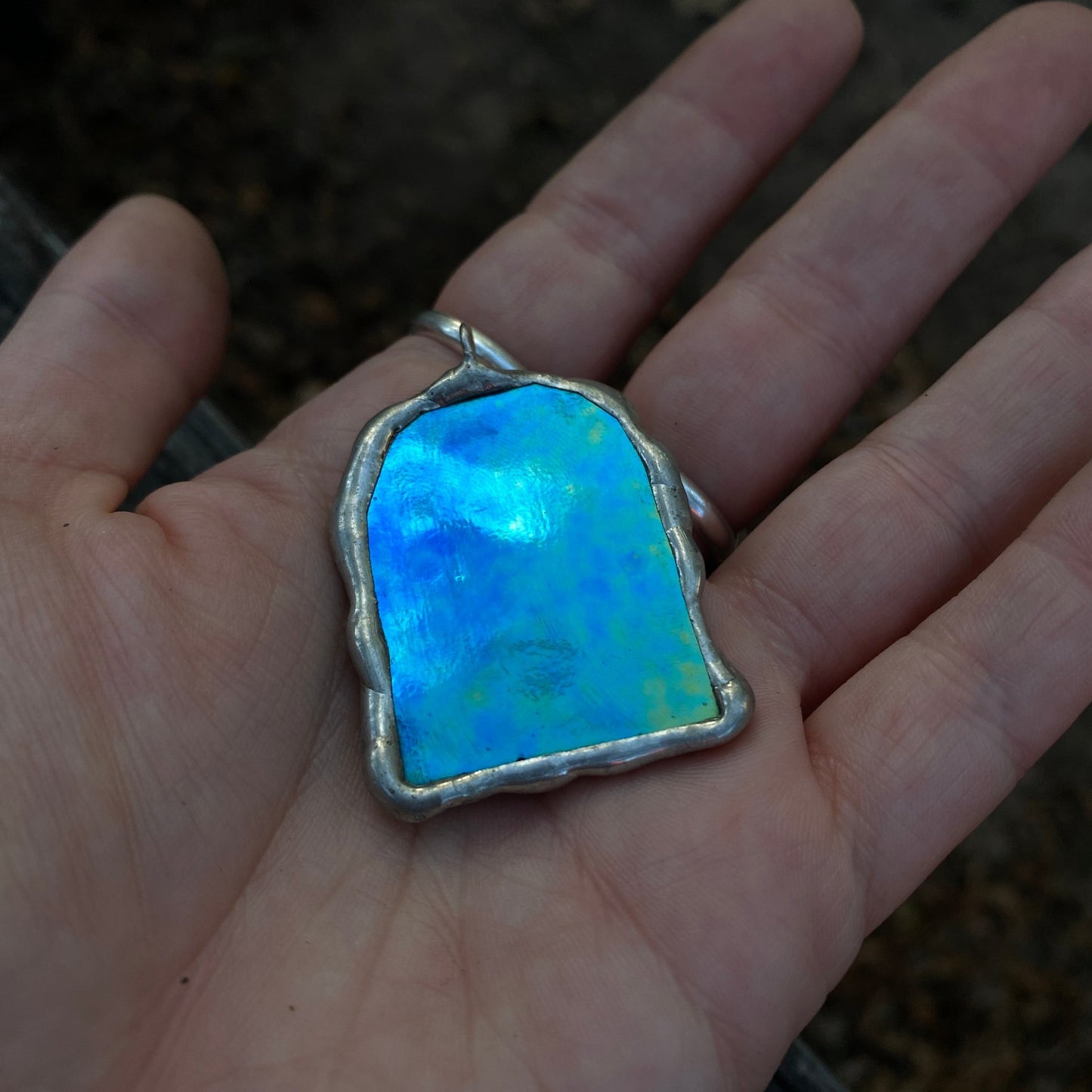 Cerulean Portal | Stained Glass Dichroic Pendant Necklace