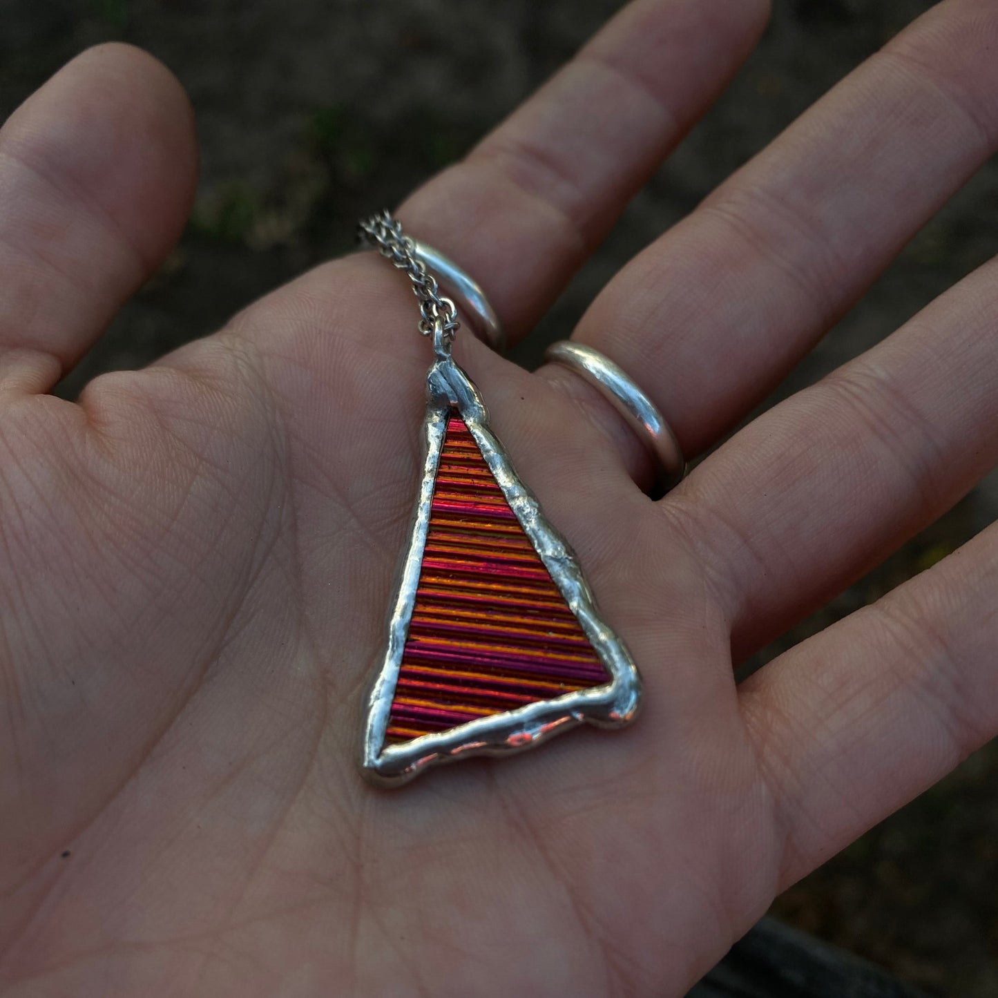 Spark Shard | Stained Glass Dichroic Pendant