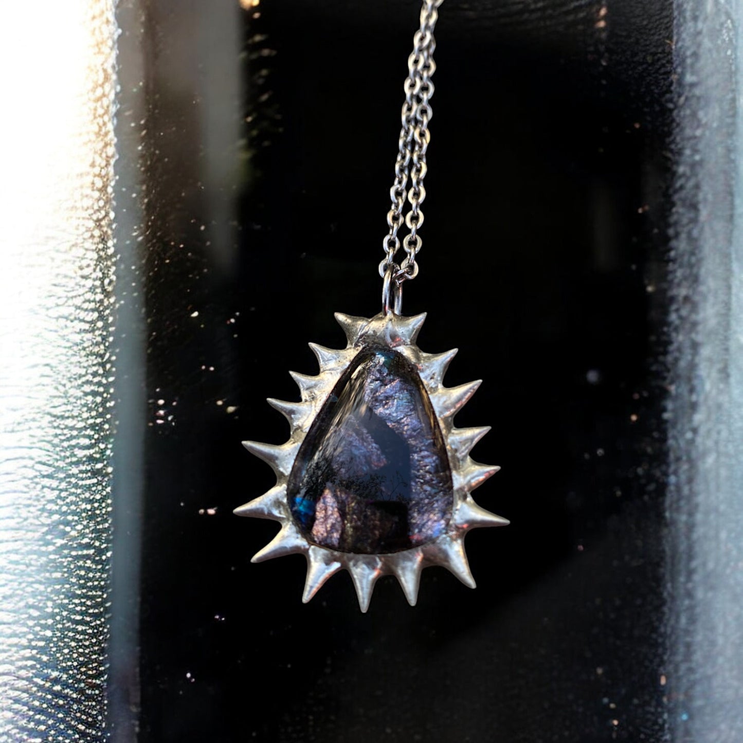 Amethyst Creature Pendant | Spiked Fused Glass Amulet