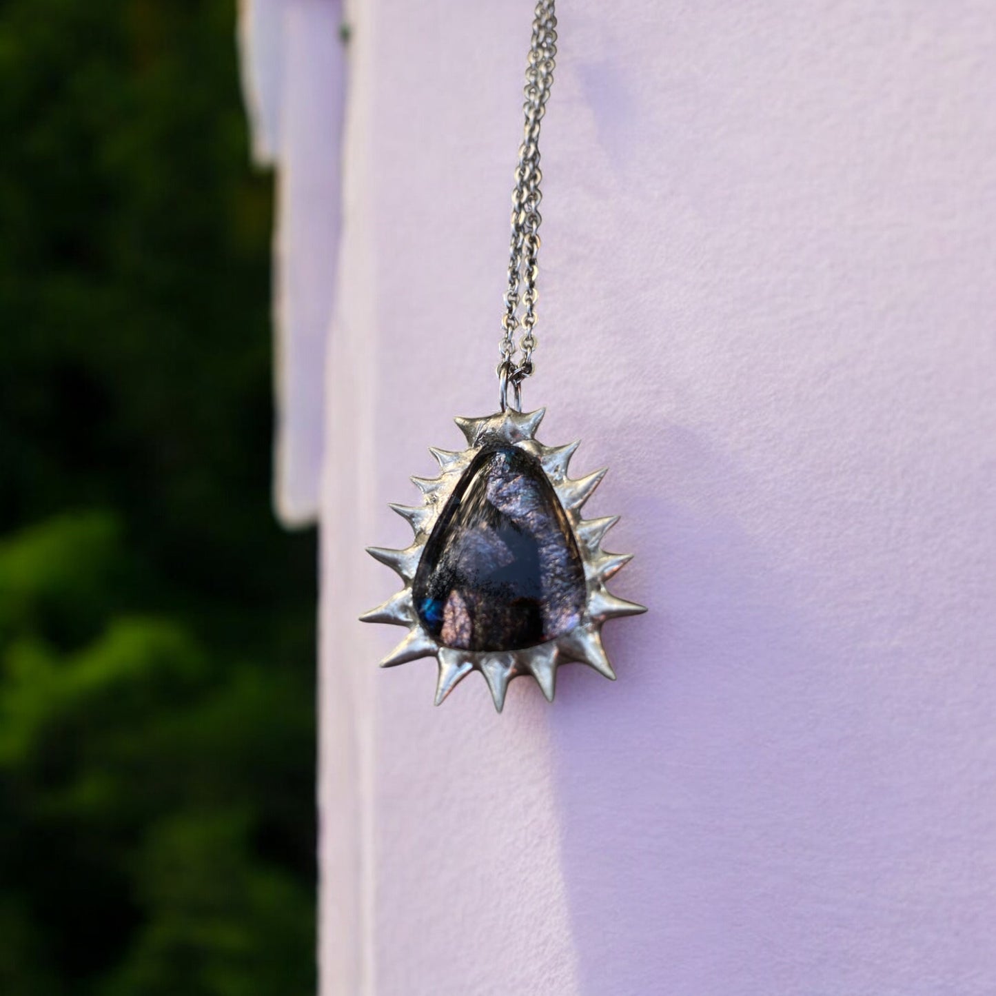 Amethyst Creature Pendant | Spiked Fused Glass Amulet