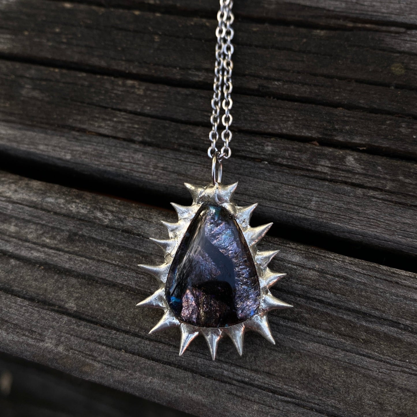 Amethyst Creature Pendant | Spiked Fused Glass Amulet