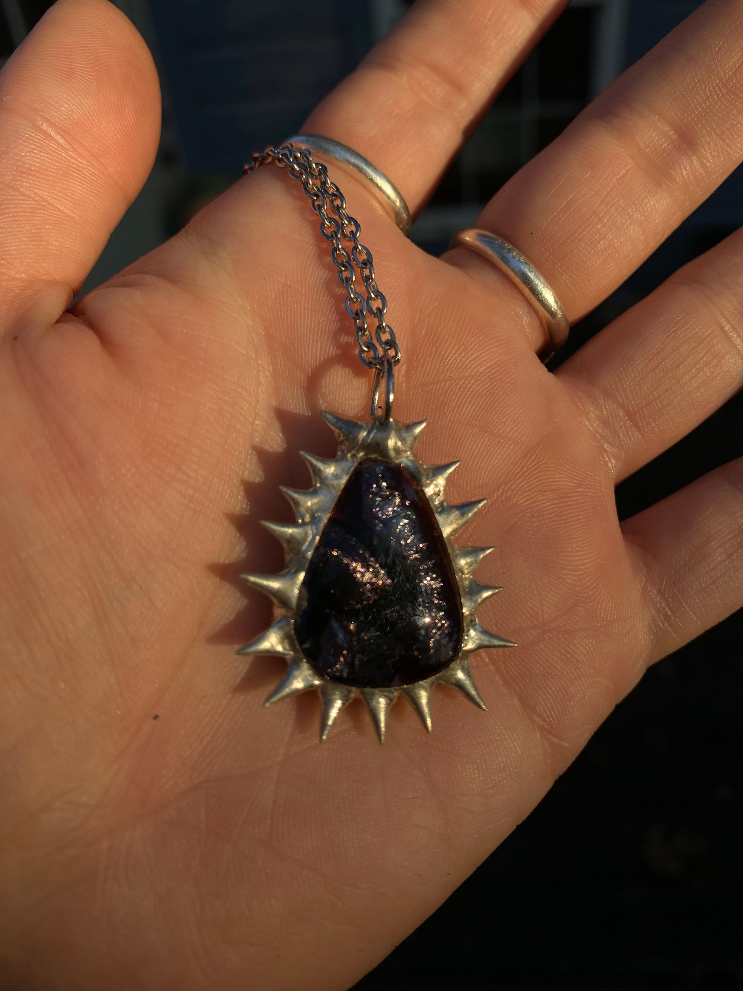 Amethyst Creature Pendant | Spiked Fused Glass Amulet