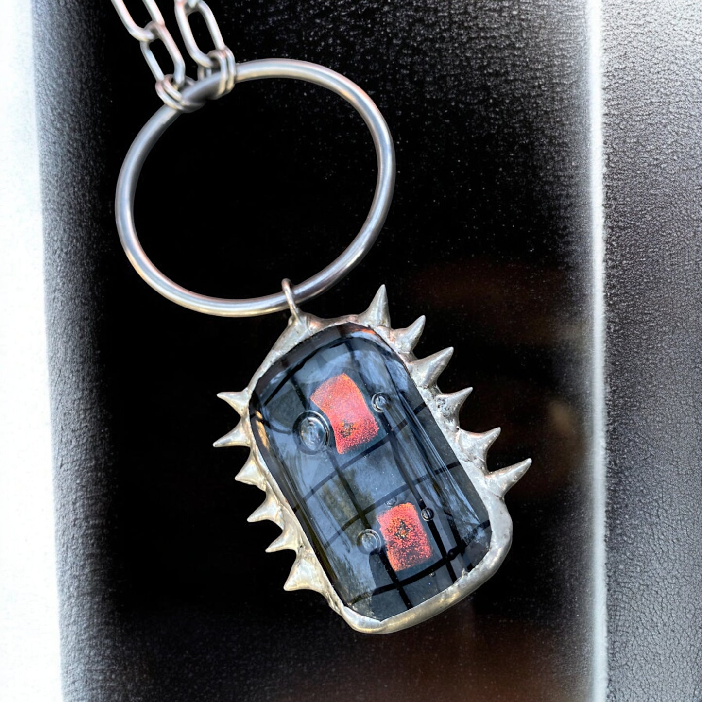 Harsh Soft Creature Pendant | Spiked Fused Glass Amulet