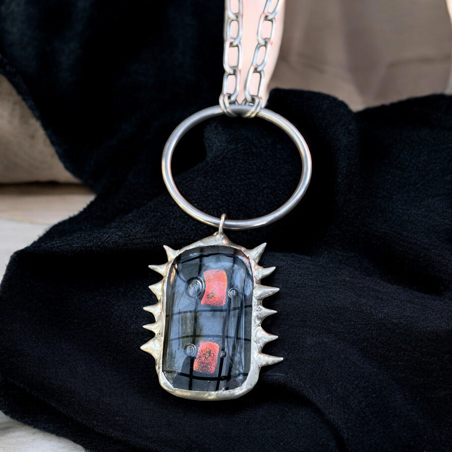 Harsh Soft Creature Pendant | Spiked Fused Glass Amulet