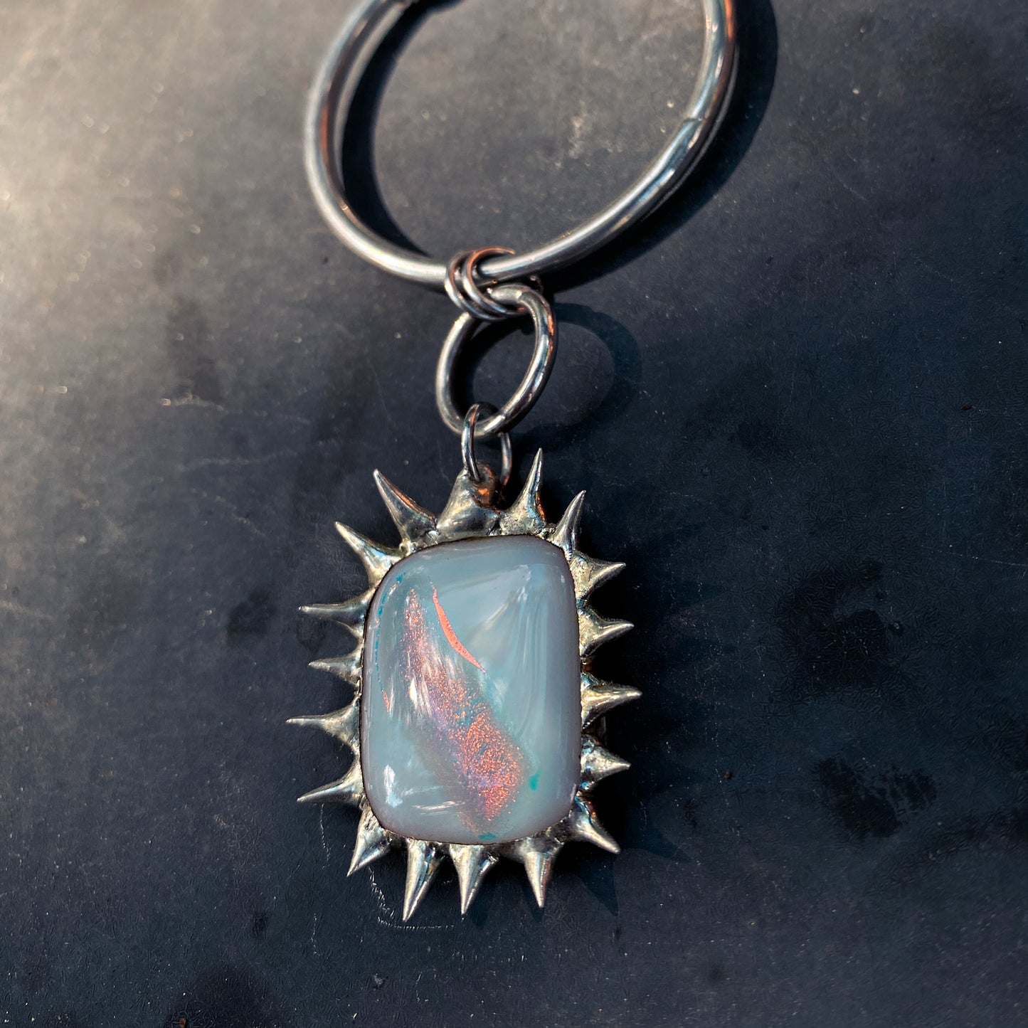 Translucent Portal | Spiky Fused Glass O Ring Necklace