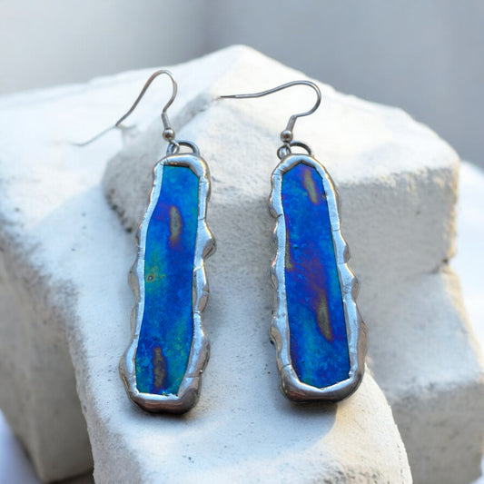 Peacock Dangle Portals | Stained Glass Earrings