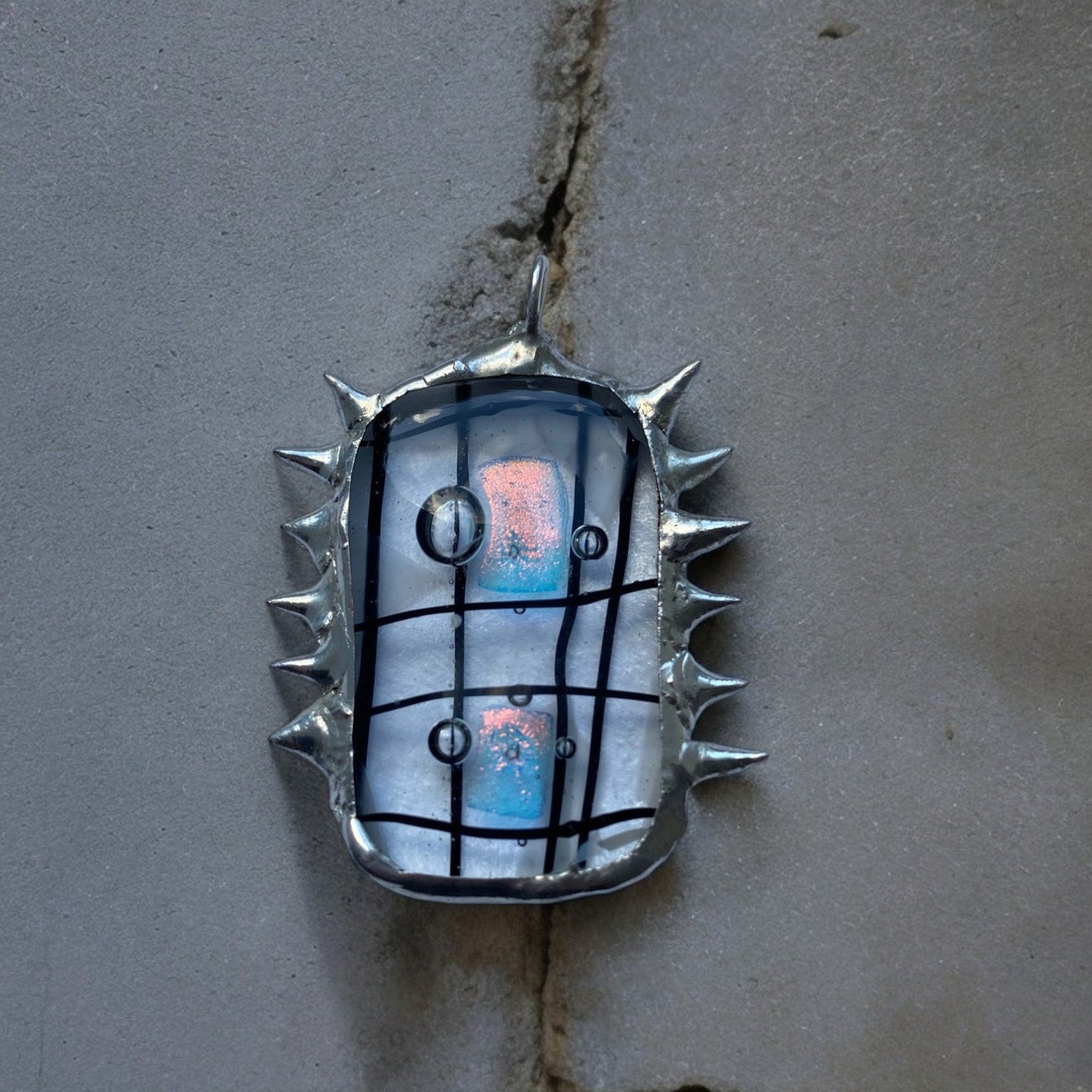 Harsh Soft Creature Pendant | Spiked Fused Glass Amulet