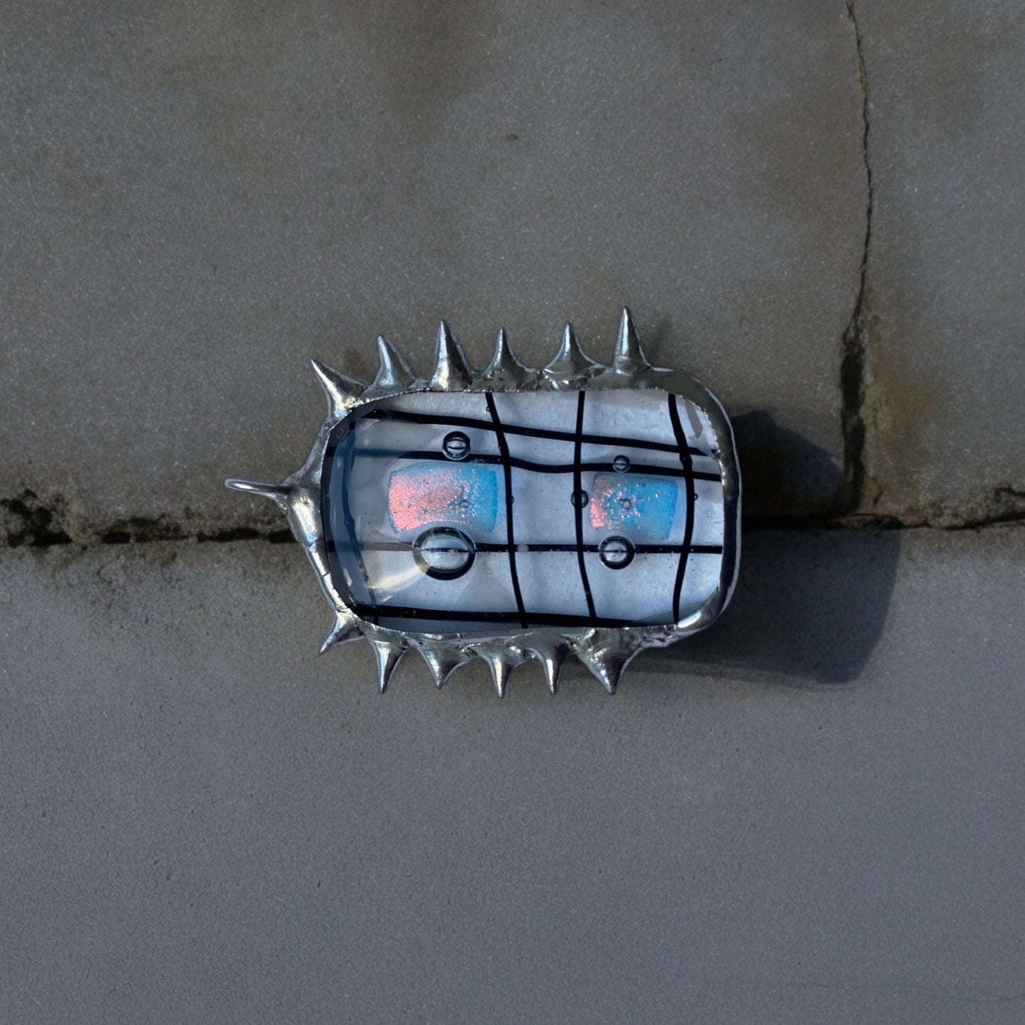 Harsh Soft Creature Pendant | Spiked Fused Glass Amulet