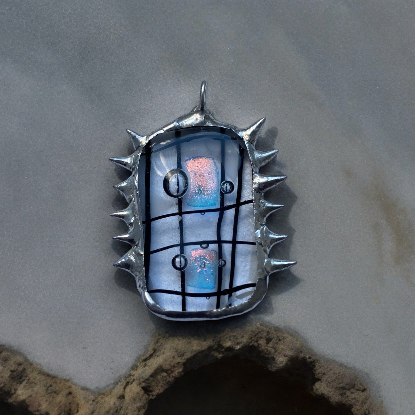 Harsh Soft Creature Pendant | Spiked Fused Glass Amulet